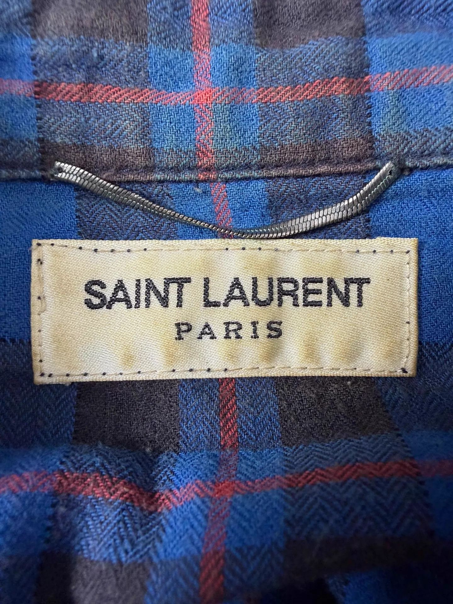 Saint Laurent Paris SLP 16ss distressed raw hem blue black red check shirt sizeL Size US L / EU 52-54 / 3 - 4 Thumbnail