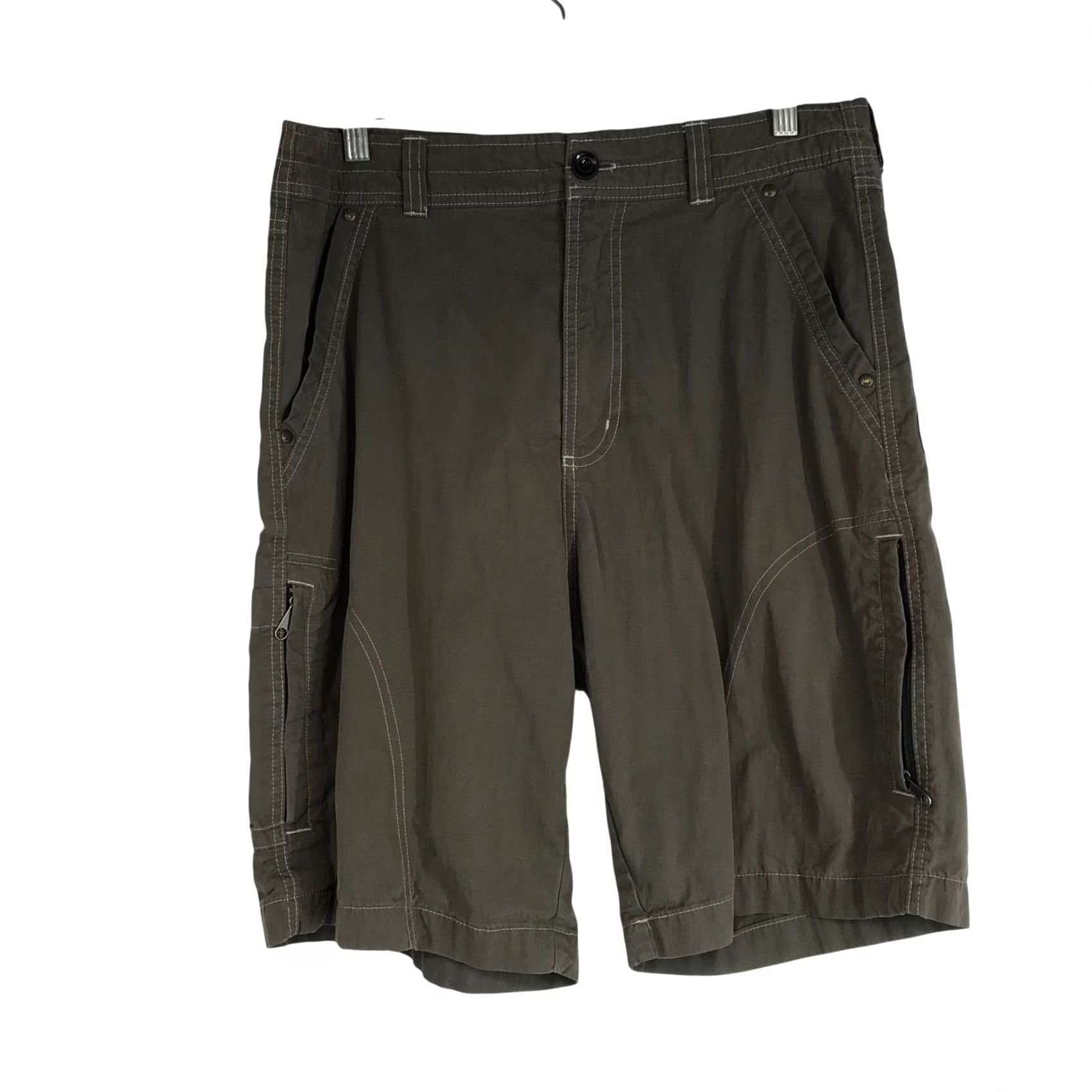 Olive Killik Mens Cargo Shorts Olive Green Size 32 Outdoor Casual Zip Pockets Size US 32 / EU 48 - 2 Thumbnail