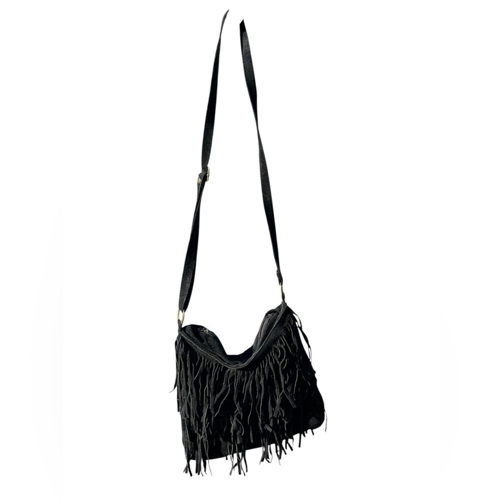 Other Vintage 1990s Genuine Leather Suede Fringe Hobo Bag Size ONE SIZE - 1 Thumbnail