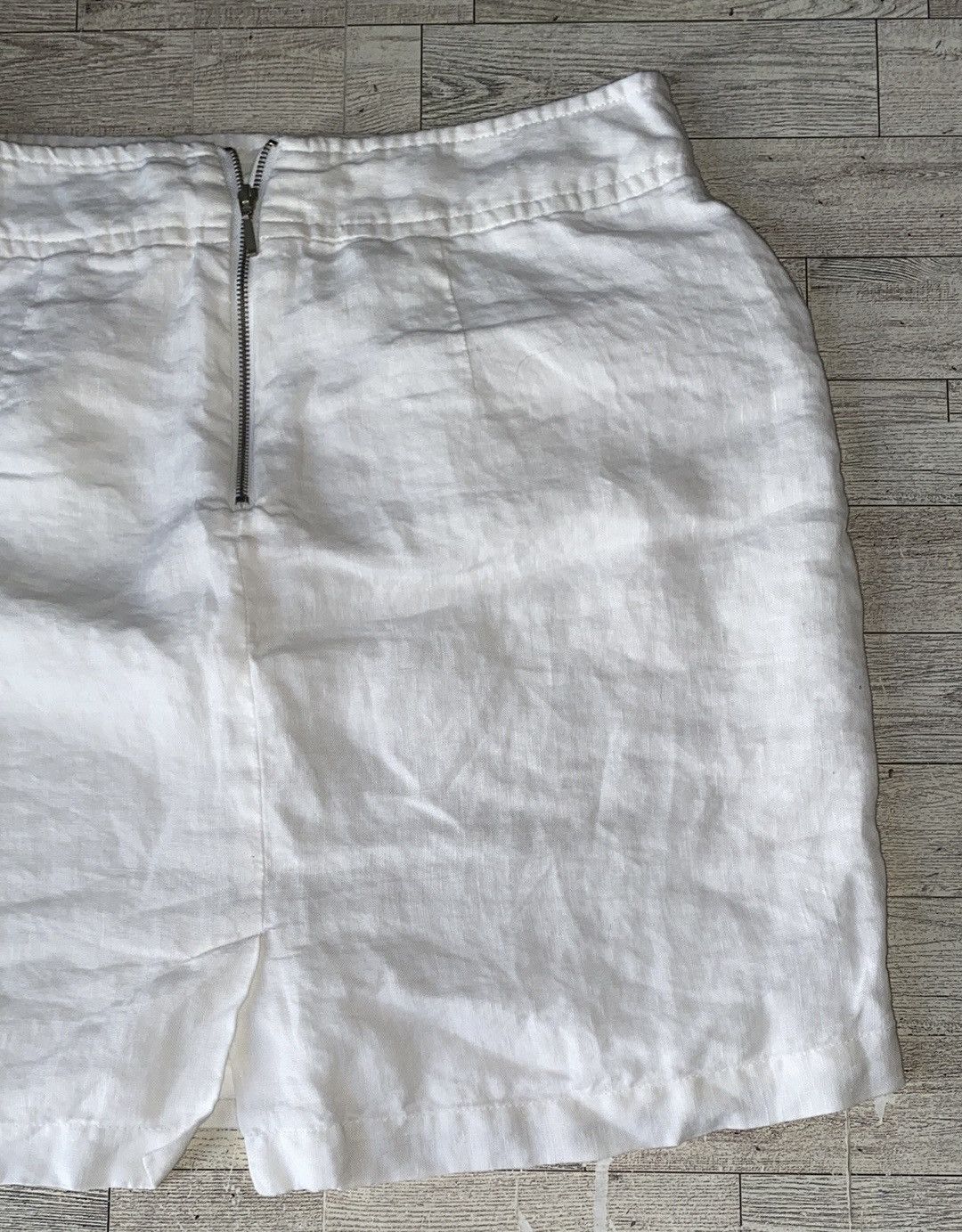 Willi Smith Willi Smith, White, Linen Blend, Mini/Midi Pencil Skirt Size 28" / US 6 / IT 42 - 5 Thumbnail