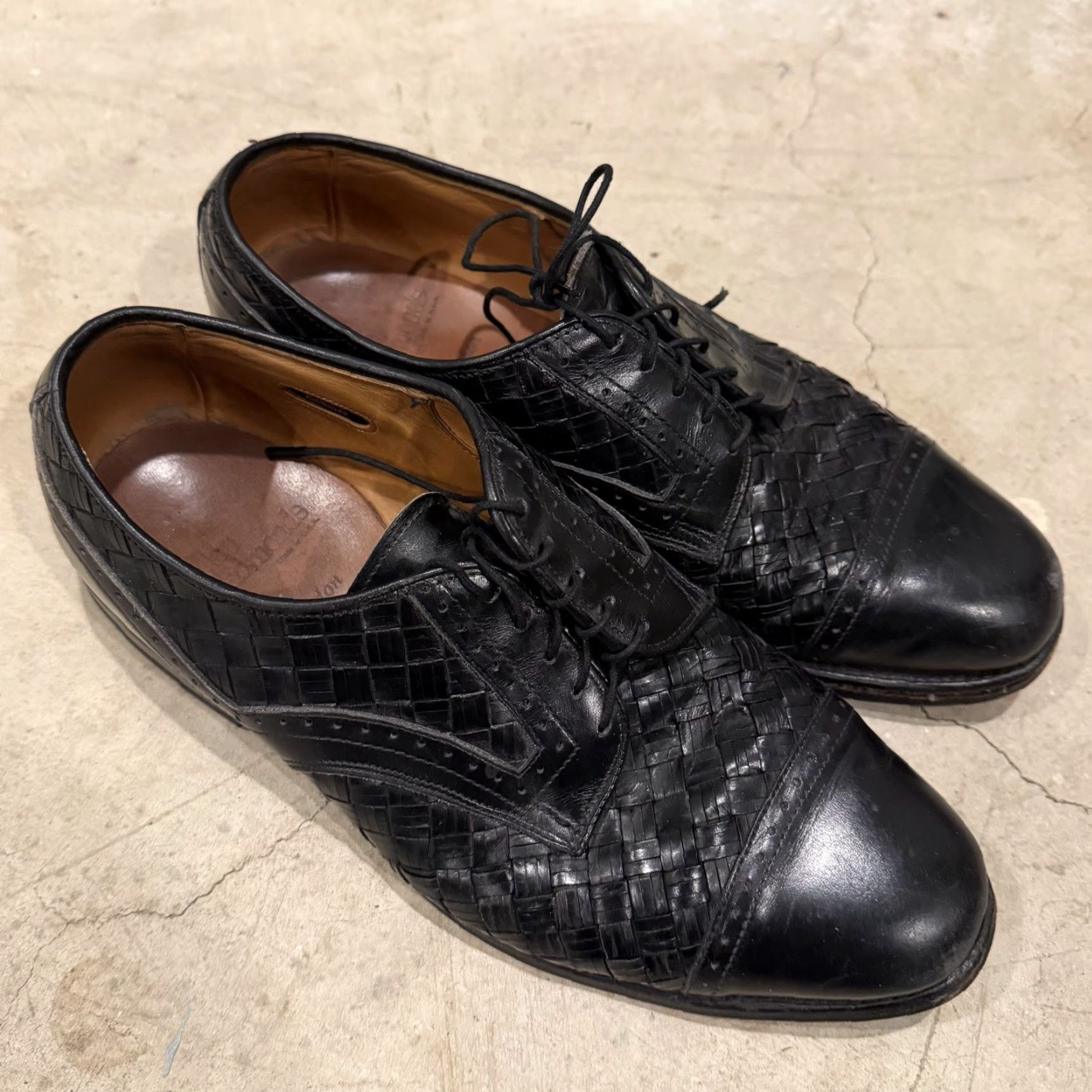 Allen Edmonds VINTAGE Allen Edmonds Crandon Black Weave Cap Toe Oxfords Mens 9.5 D Shoes Size ONE SIZE - 3 Thumbnail