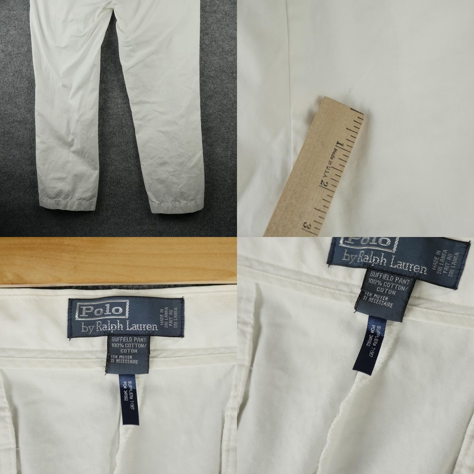 Polo Ralph Lauren VINTAGE Polo Ralph Lauren Pants Mens 38x32 White Suffield Chino Straight Fit Casual Business Mens Size US 38 / EU 54 - 8 Thumbnail