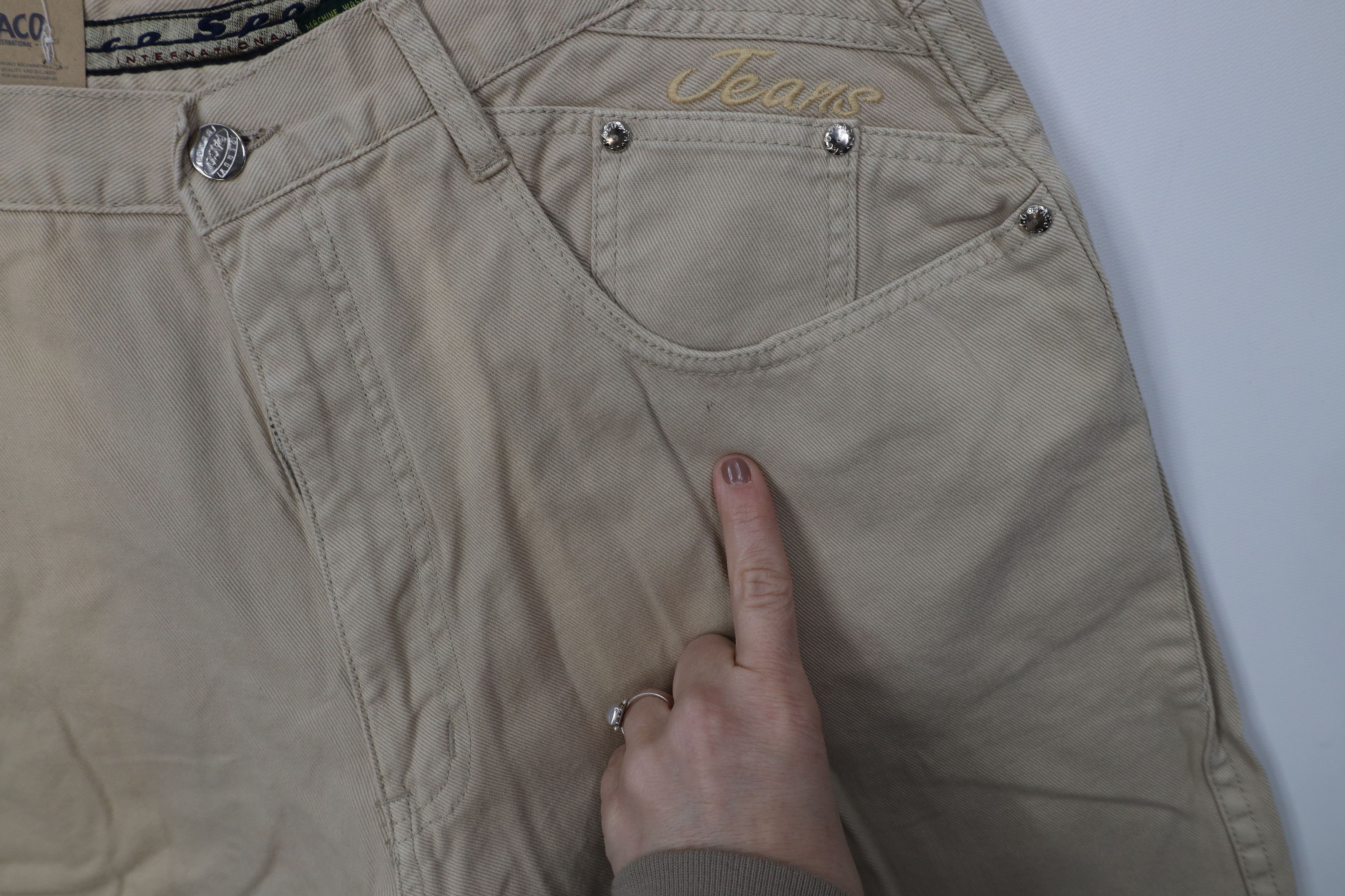Vintage Deadstock Vintage 90s Paco Denim Jean Shorts Beige Cotton Size US 33 - 5 Thumbnail