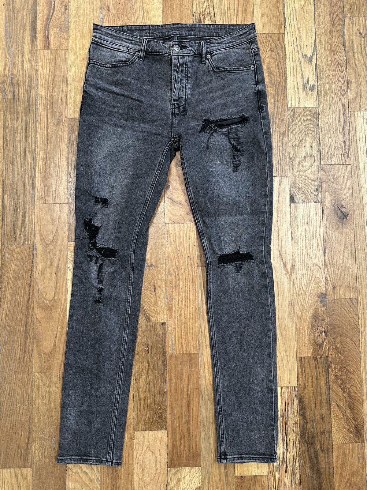 Ksubi Ksubi Distressed Grey Denim Jeans Size 33 Size US 33 - 1 Thumbnail