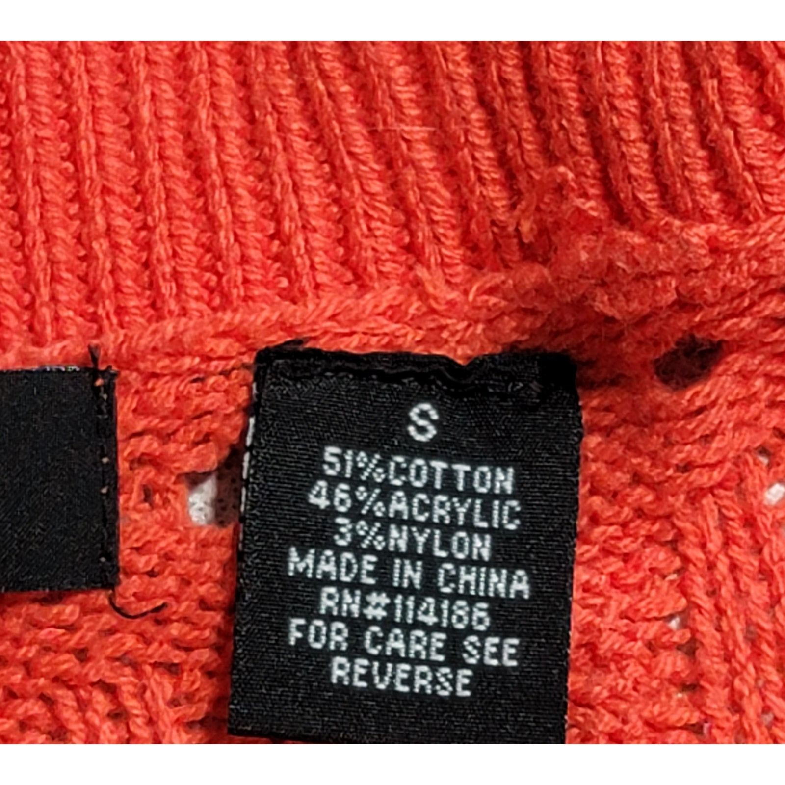 Other Verve Red Orange Open Front Open Knit Cardigan Sweater Small Size S / US 4 / IT 40 - 4 Thumbnail
