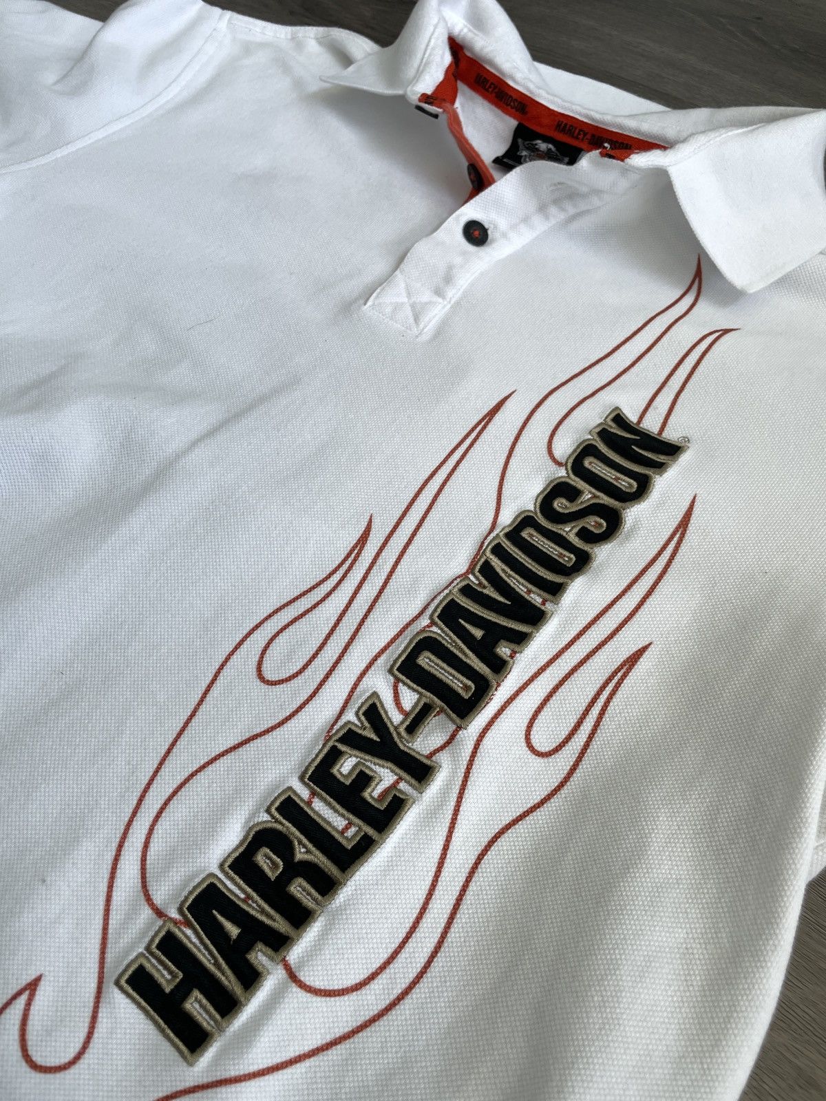 Harley Davidson Y2K Harley Davidson “Biker Flames” Polo Shirt (Sz. L) Size US L / EU 52-54 / 3 - 2 Thumbnail