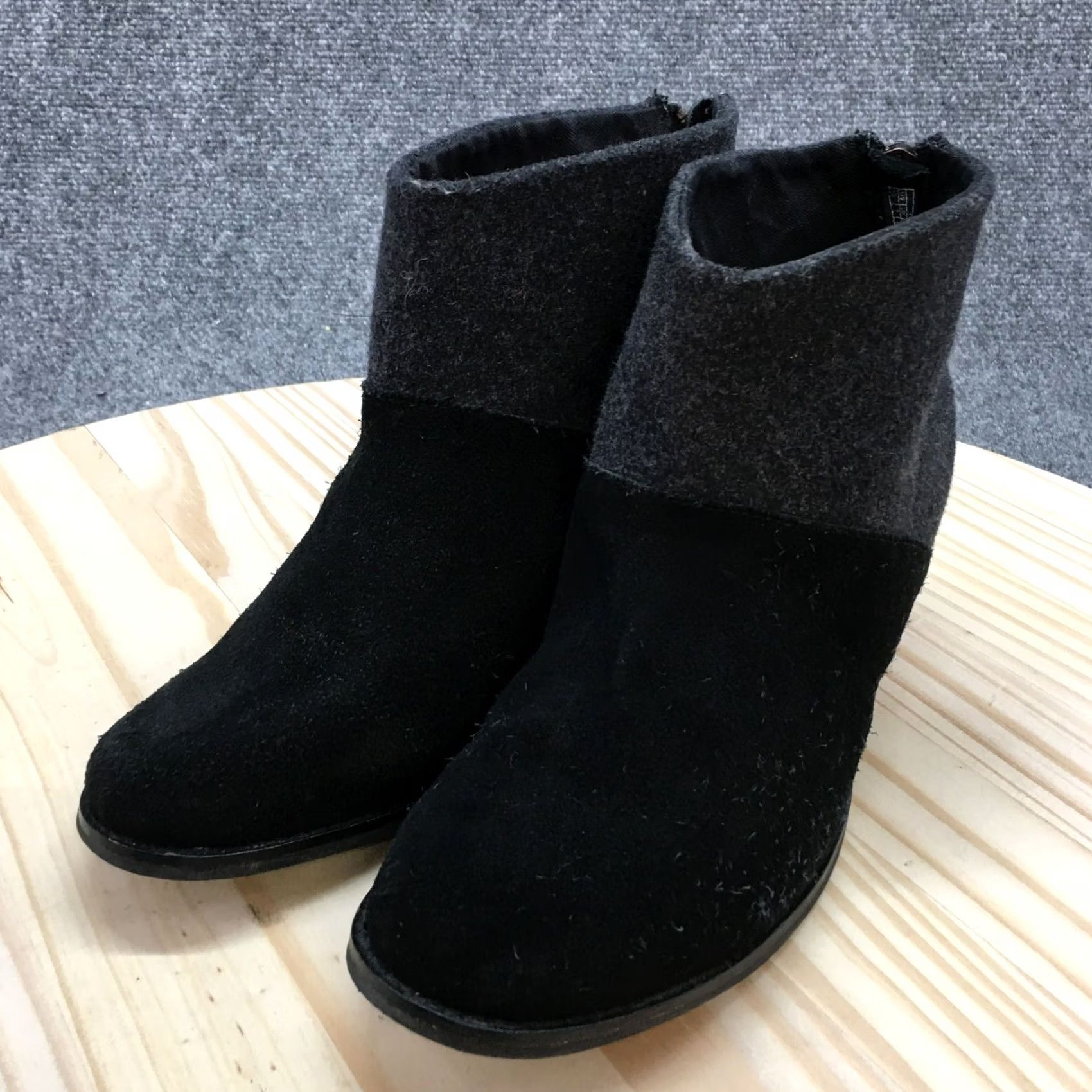 Toms Toms Boots Womens 9 Leila Ankle Booties Black Suede Block Heeled Zip Boots Size US 9 / IT 39 - 4 Thumbnail