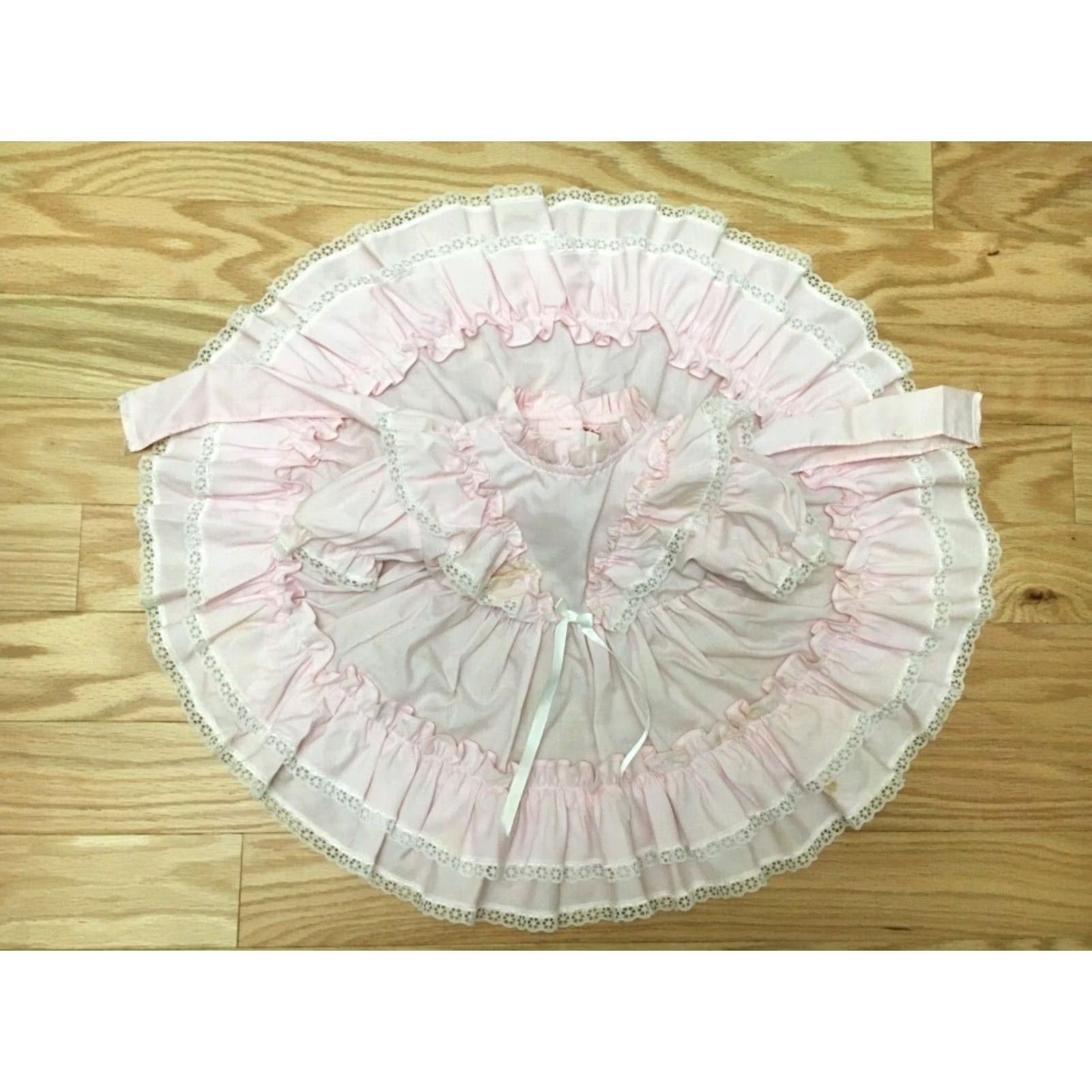 Vintage VINTAGE Kandy Ann Party Dress Girls 12 Months Pink Ruffle Lace Circle Size ONE SIZE - 2 Thumbnail