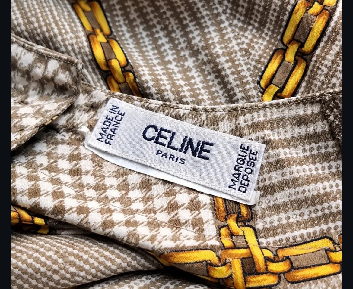 Celine Vintage Celine Silk Geometric Chain Print Shirt Size M / US 6-8 / IT 42-44 - 3 Thumbnail