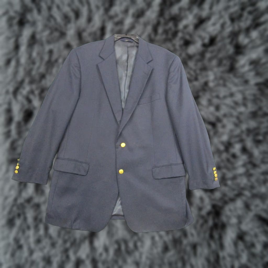 Brooks Brothers VINTAGE Brooks Brothers Blazer Mens 46 Long Wool Blue Notch Lapel 2 Button Classic Jacket - 346 Style Size 46R - 1 Thumbnail