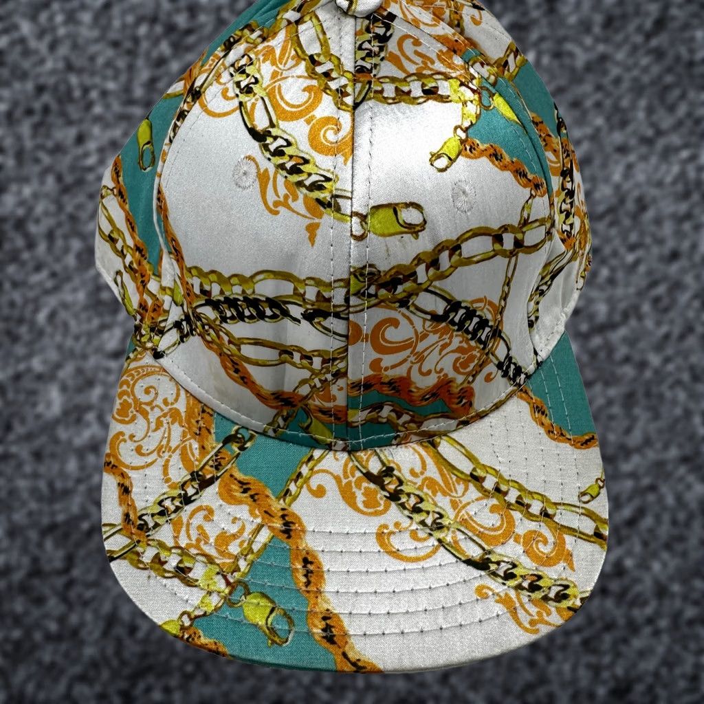 Vintage Chuck Originals Chains Hat Snapback Adjustable Cap Flat Bill Men One Size White Polyester Gold Chains Casual, Summer, Fall, Spring Size ONE SIZE - 1 Thumbnail
