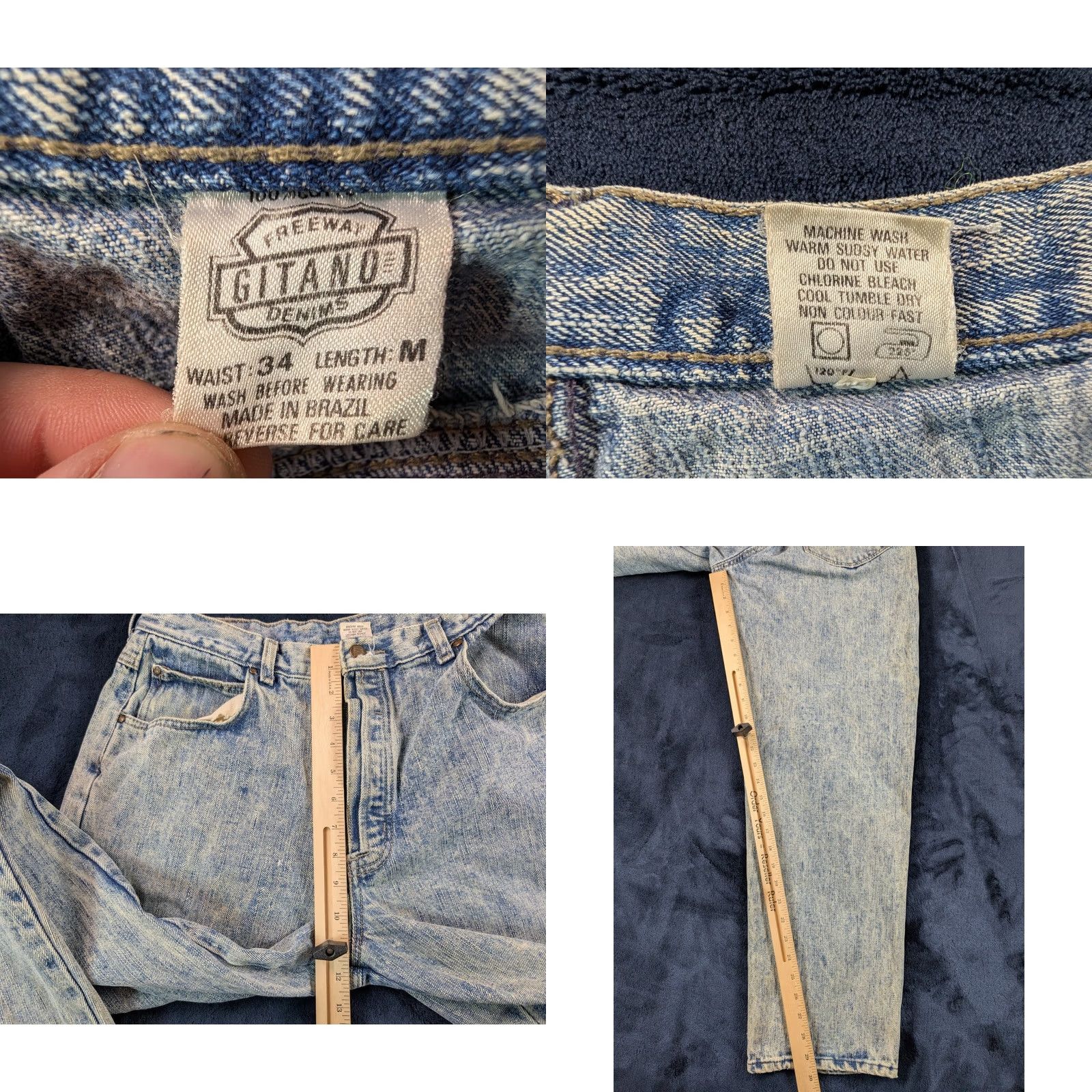 Vintage VINTAGE Gitano Jeans Mens Denim 1980s Acid Wash Grunge Baggy 30x30 Blue Rock Punk Gro Size US 30 / EU 46 - 8 Thumbnail