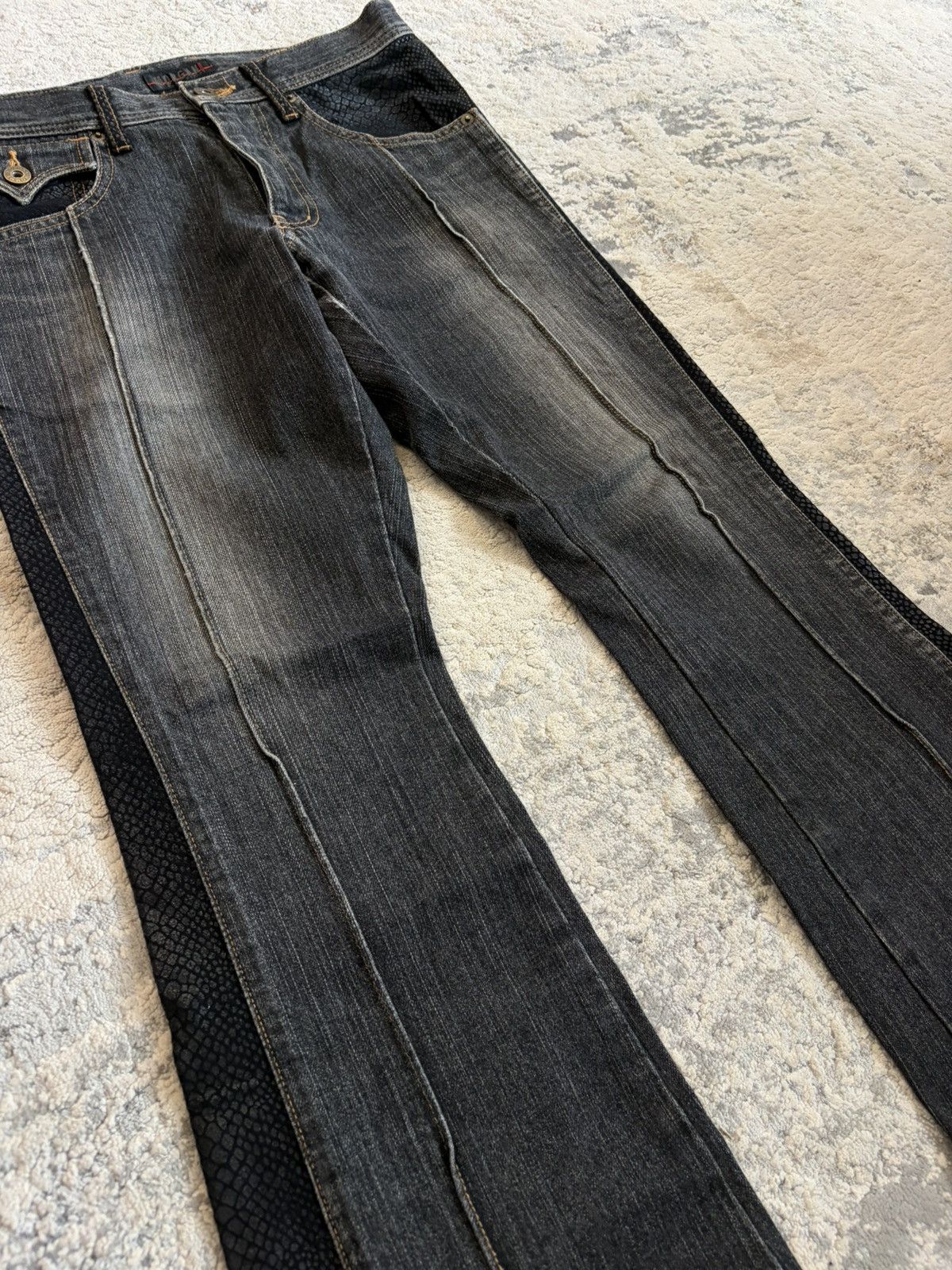 Morgan Homme Snake Print Pleated Flare Denim Size US 29 - 4 Thumbnail