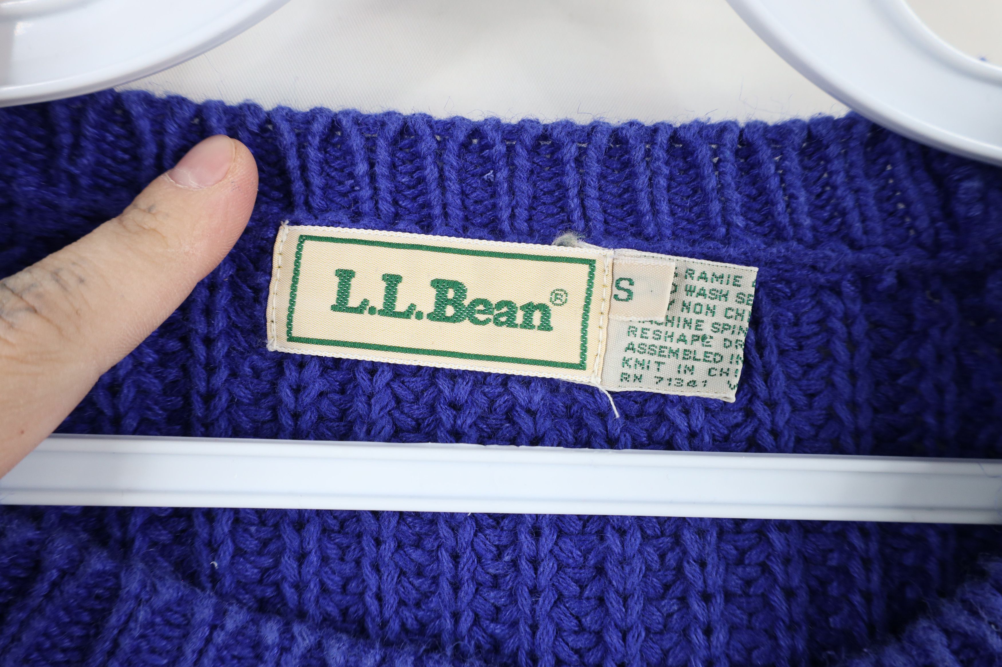 L.L. Bean × Vintage Vintage 90s LL Bean Blank Chunky Ribbed Knit Sweater Blue Size S / US 4 / IT 40 - 6 Thumbnail