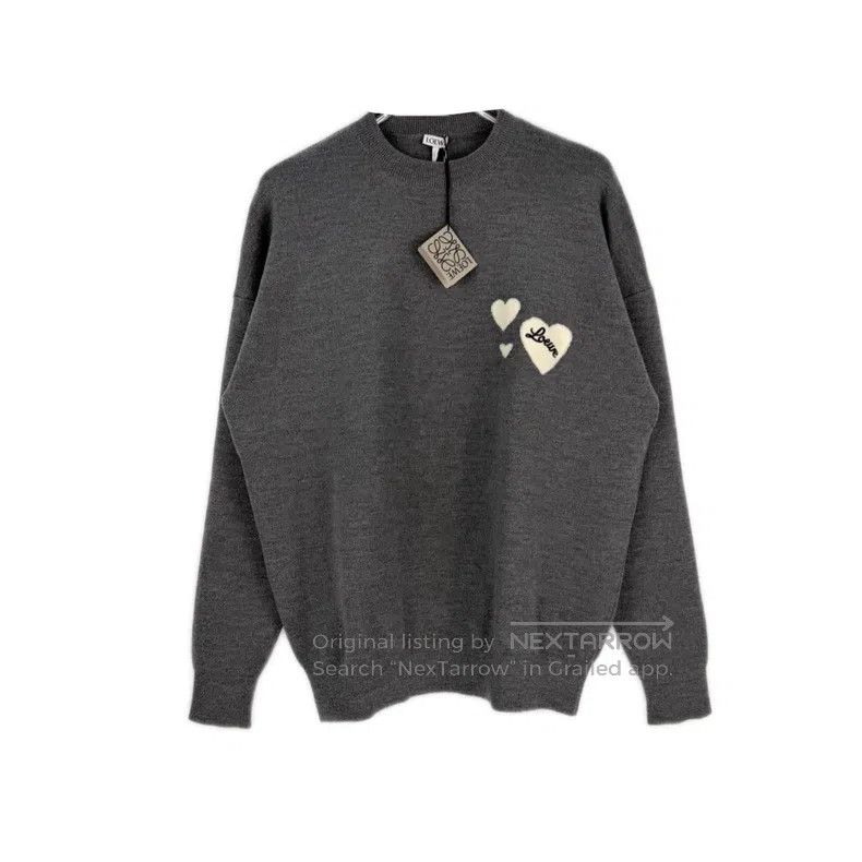 Loewe Loewe Grey heart pattern embroidered logo wool sweater Size S / US 4 / IT 40 - 1 Thumbnail