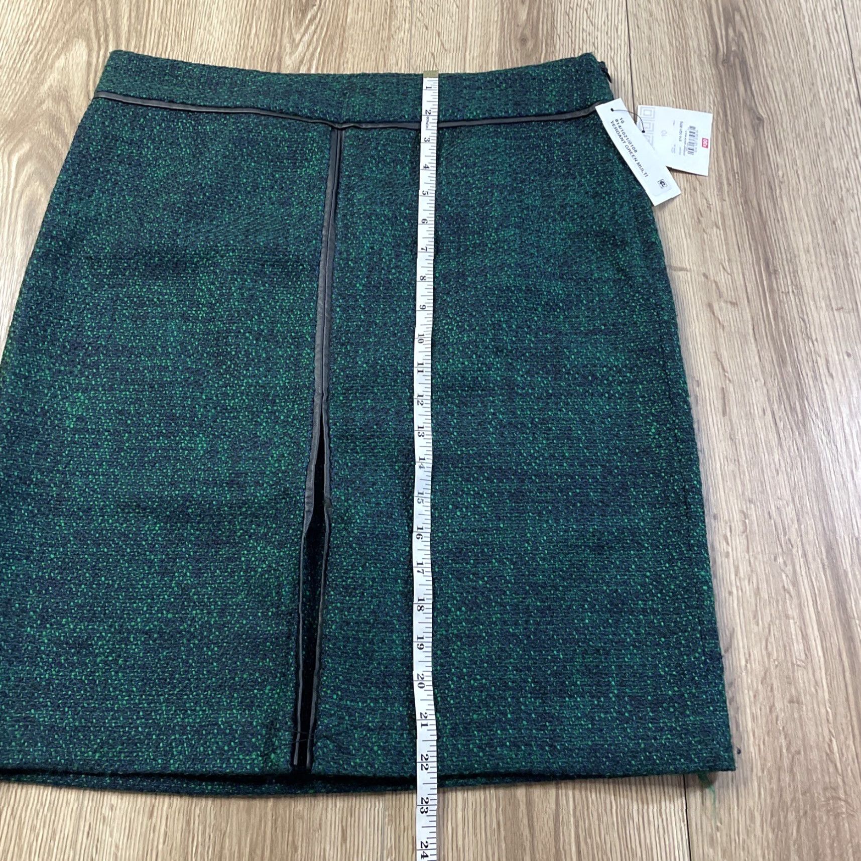 Liz Claiborne VINTAGE Liz Claiborne Skirt Women Knee-Length Pencil Lined Green 10 Side Zipper Front Slit Size 32" / US 10 / IT 46 - 2 Thumbnail