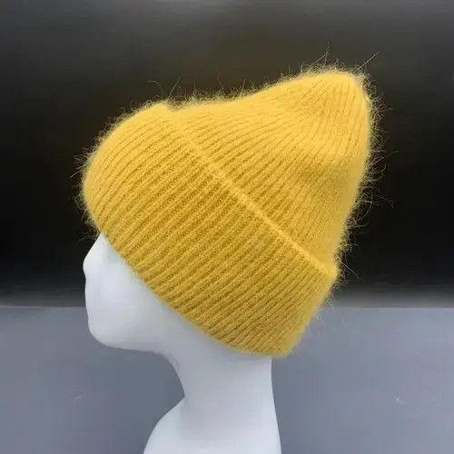 Other Warm Fluffy Rabbit Fur Knitted Beanie Hat Size ONE SIZE - 3 Thumbnail