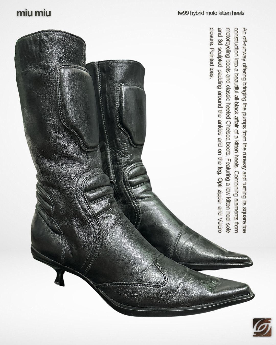 FW99 Hybrid Padded Motorcycle Kitten Heels Boots