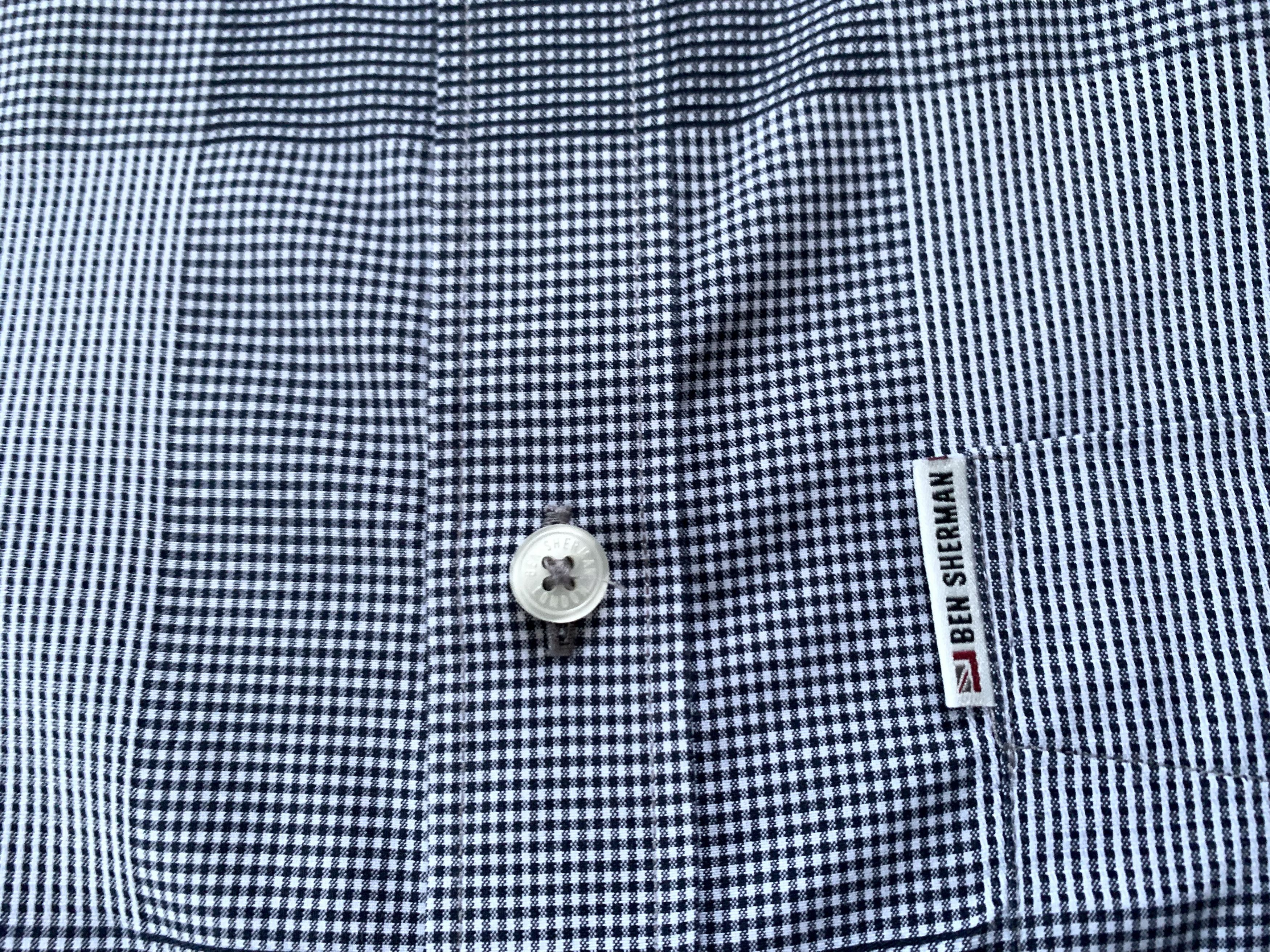 Ben Sherman Ben Sherman Micro Plaid Grey Cotton Button Down Size US M / EU 48-50 / 2 - 5 Thumbnail