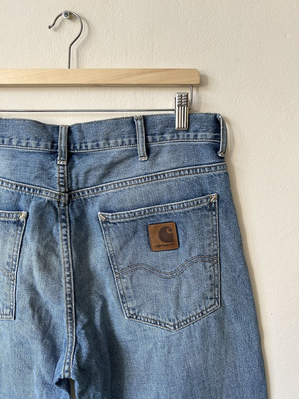 Carhartt × Vintage CARHARTT VTG WASHED BLACK OLD MONEY LEATHER TAB BAAGY PANTS Size US 32 / EU 48 - 2 Thumbnail
