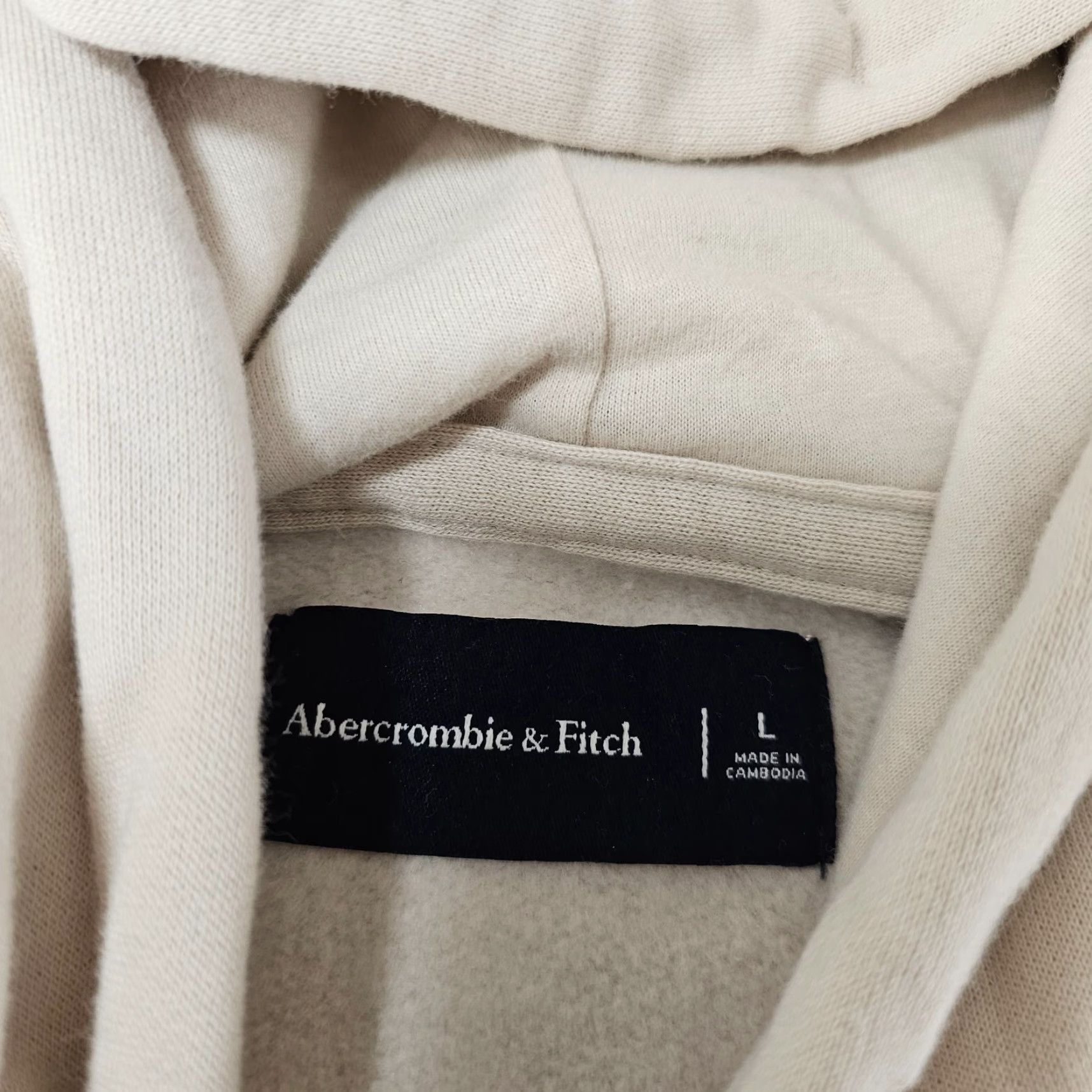 Abercrombie & Fitch Abercrombie & Fitch Sweater Mens Large Cream Embroidered Spellout Hoodie Preppy Size US L / EU 52-54 / 3 - 4 Thumbnail