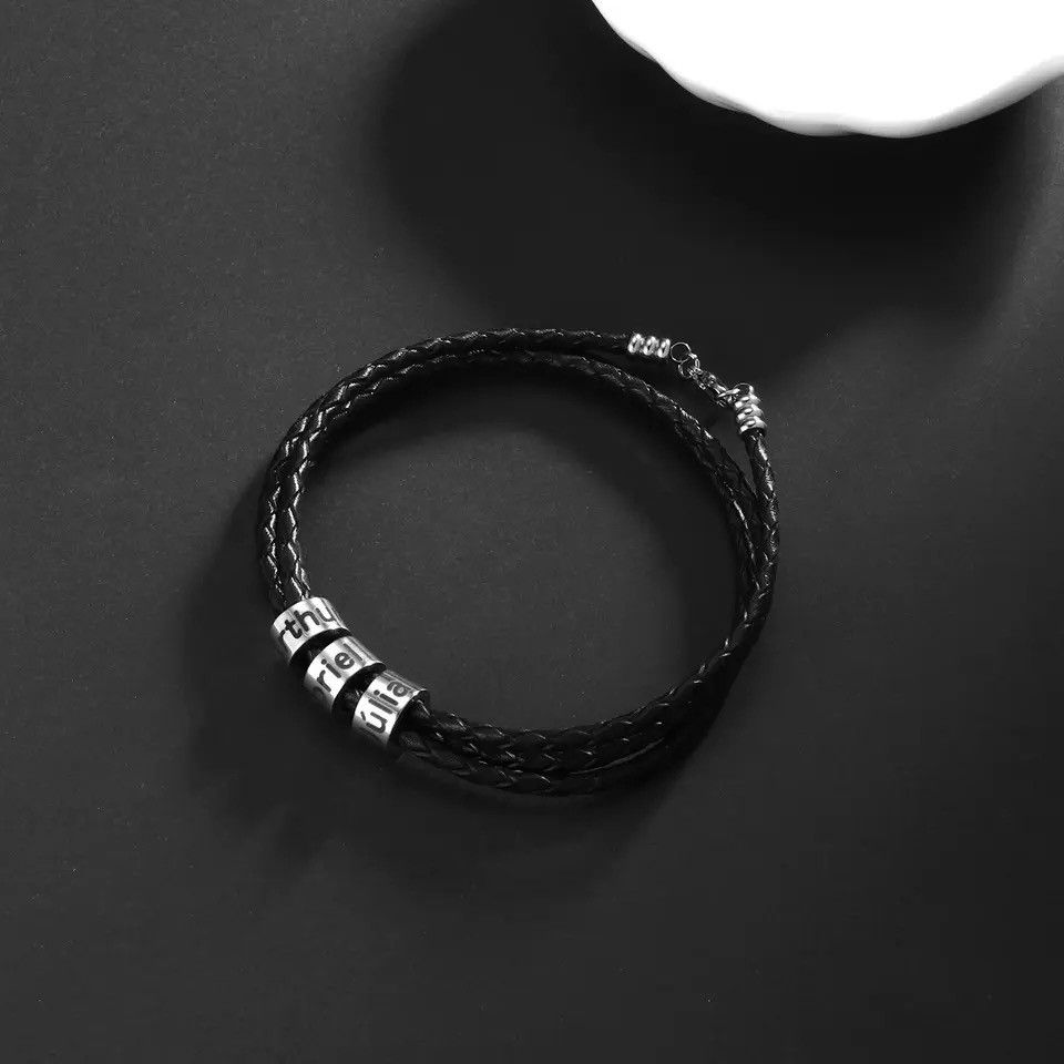 Jewelry Personalized Men Bracelets Custom Stainless Steel Beads Size ONE SIZE - 3 Thumbnail