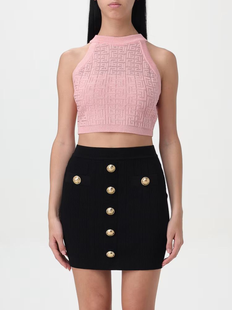 Balmain o1s1wg110725 Crop Tops in Light Pink Size XL / US 12-14 / IT 48-50 - 5 Thumbnail