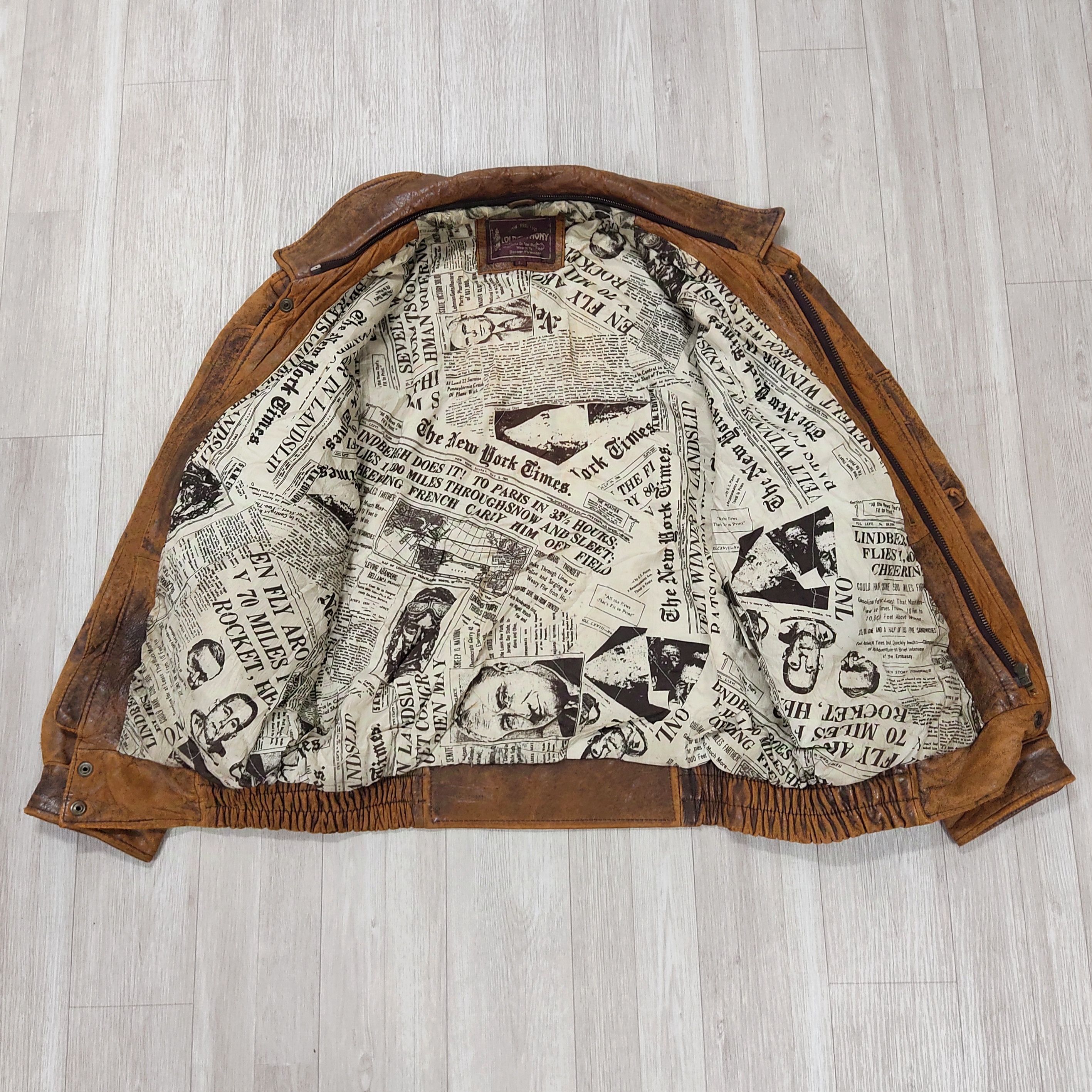 Genuine Leather G1 LOLDANTHONY Newspapers Lined Sheepskin Leather Jacket Size US L / EU 52-54 / 3 - 14 Thumbnail