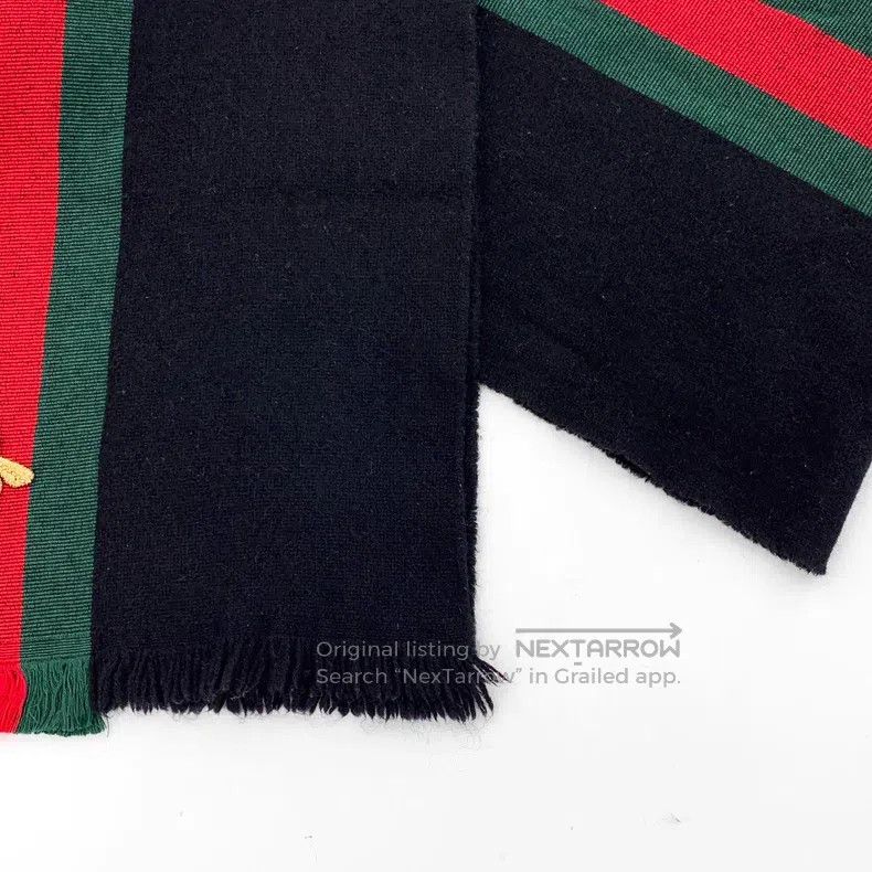 Gucci Gucci Black striped webbing bee embroidery wool tassel sca Size ONE SIZE - 4 Thumbnail