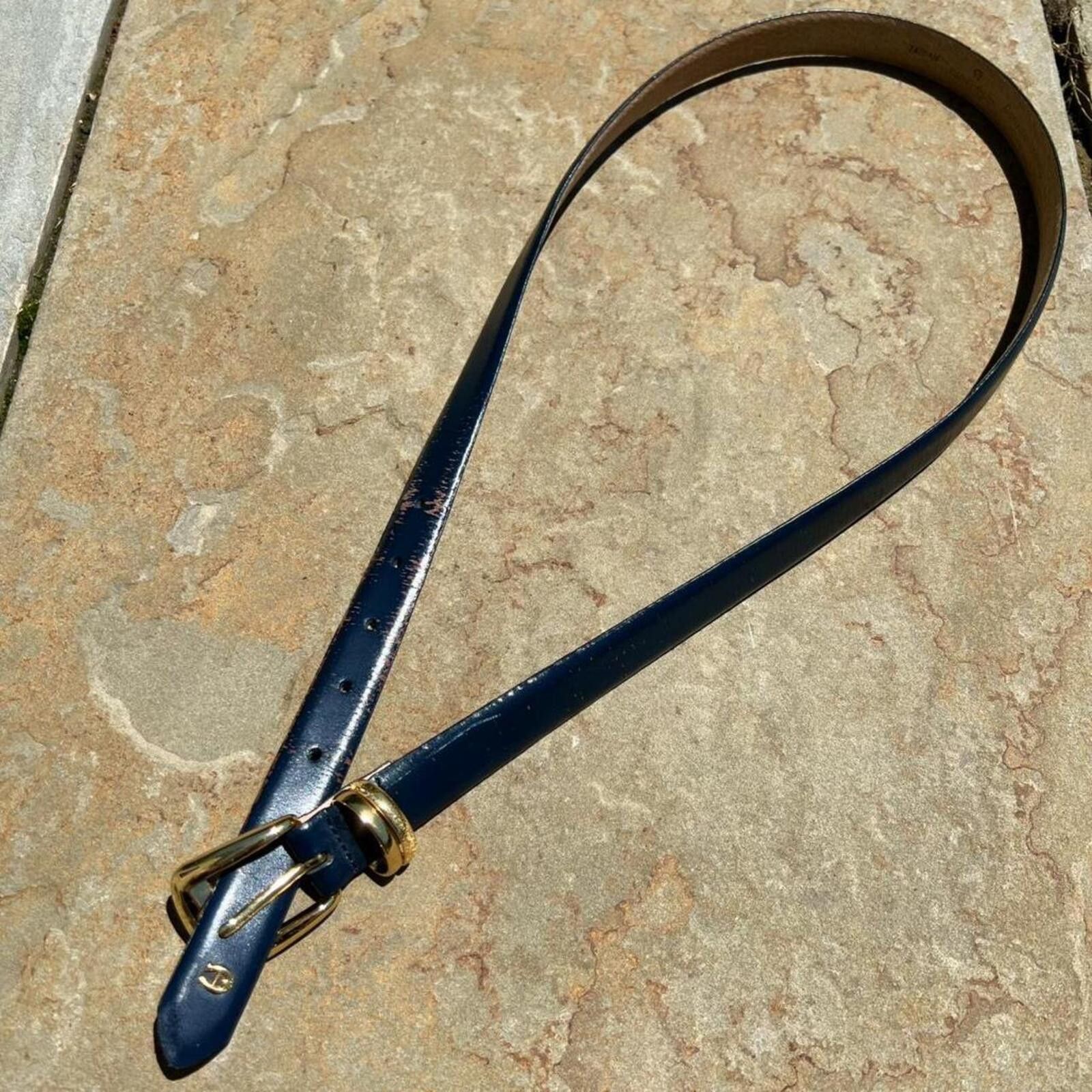 Etienne Aigner Vintage 90s Etienne Aigner Dark Blue Leather Designer Belt Size ONE SIZE - 1 Thumbnail