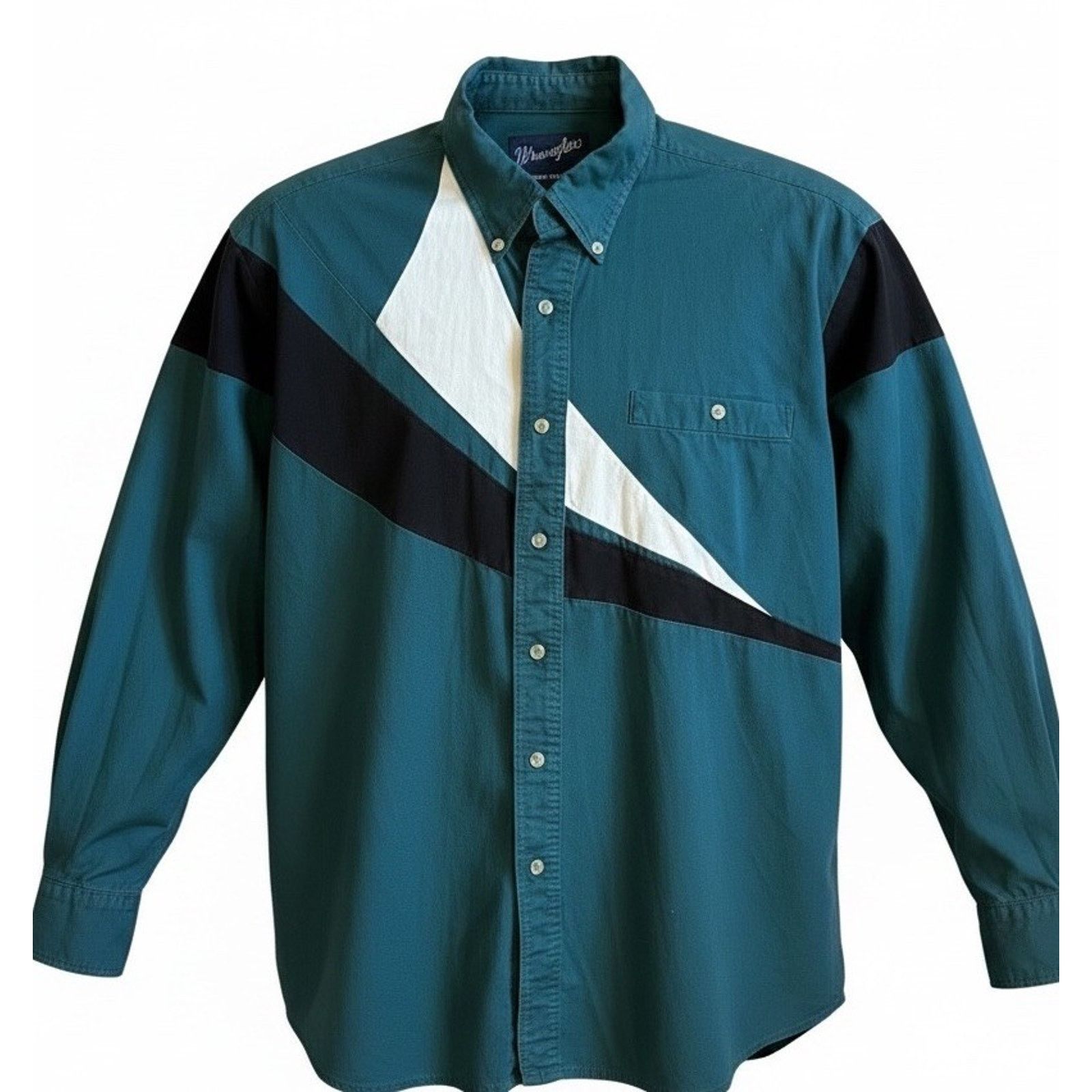 Wrangler Vtg 90s Wrangler Western Button Down Shirt L Color Block Size US L / EU 52-54 / 3 - 3 Thumbnail