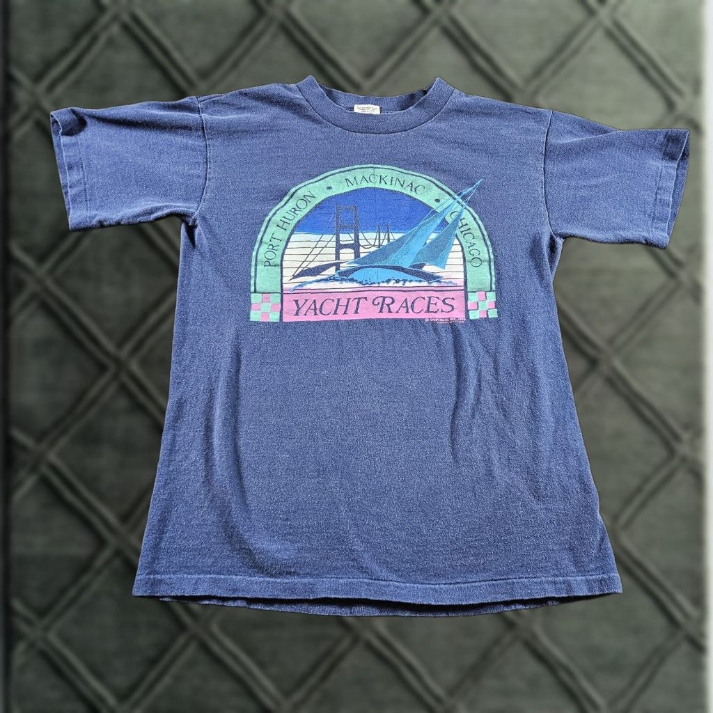 Vintage VINTAGE Belton Yacht Races Shirt Mens Small Blue Port Huron Mackinac Chicago 80s Size US S / EU 44-46 / 1 - 1 Thumbnail