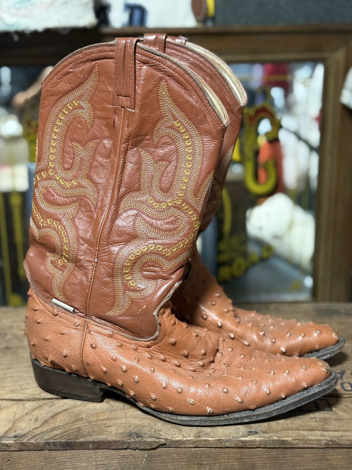 Other Vintage Jhon Davis Ostrich Leather Boots Size US 10.5 / EU 43-44 - 3 Thumbnail