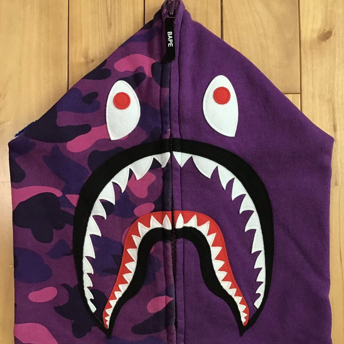Bape BAPE Giant shark full zip hoodie purple camo a bathing ape Size US L / EU 52-54 / 3 - 4 Thumbnail