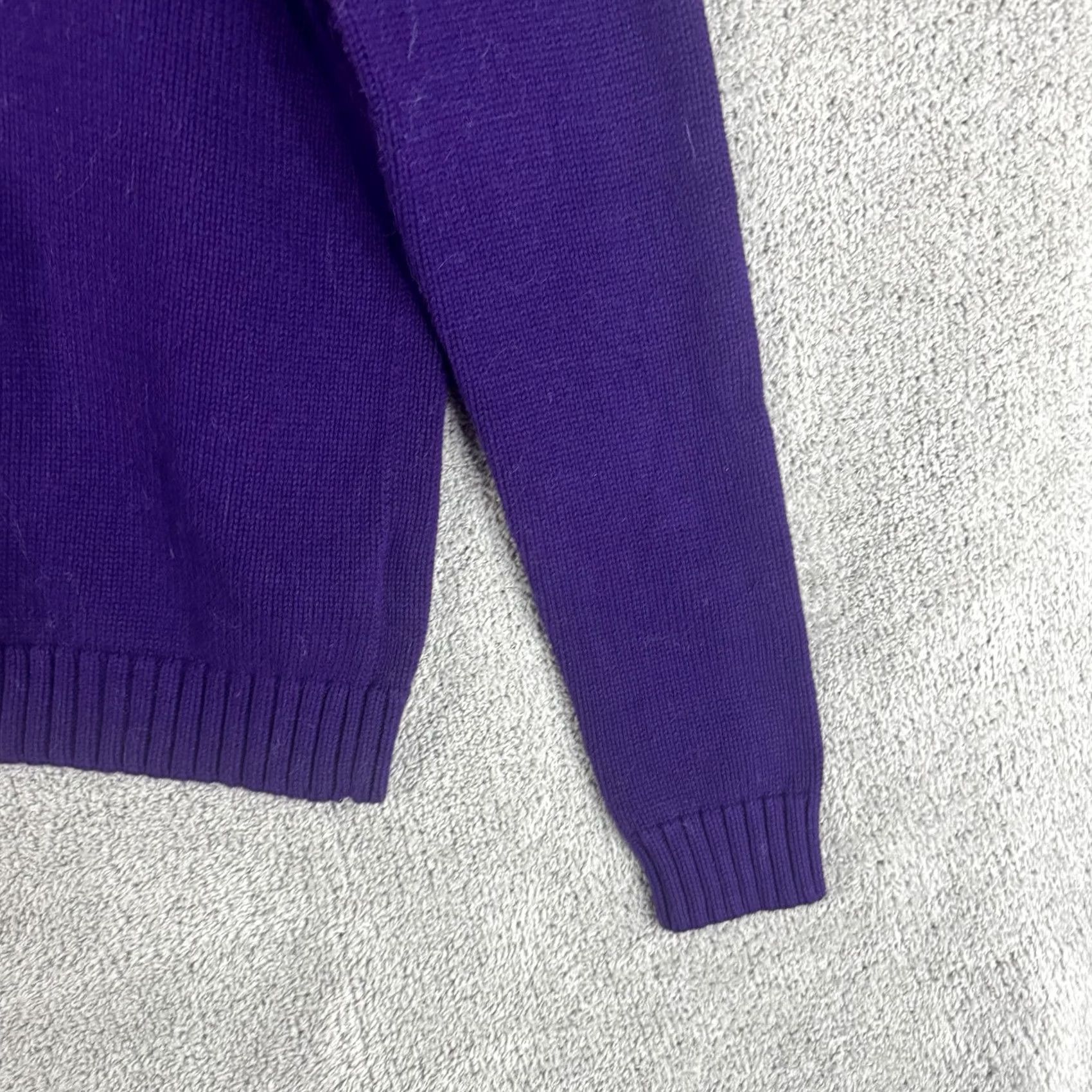 Logo 7 Ralph Lauren Sweater Womens Medium Purple Turtleneck Logo Pullover Knit 100% Cotton Raglan Logo Embroidered Nautical Size M / US 6-8 / IT 42-44 - 3 Thumbnail