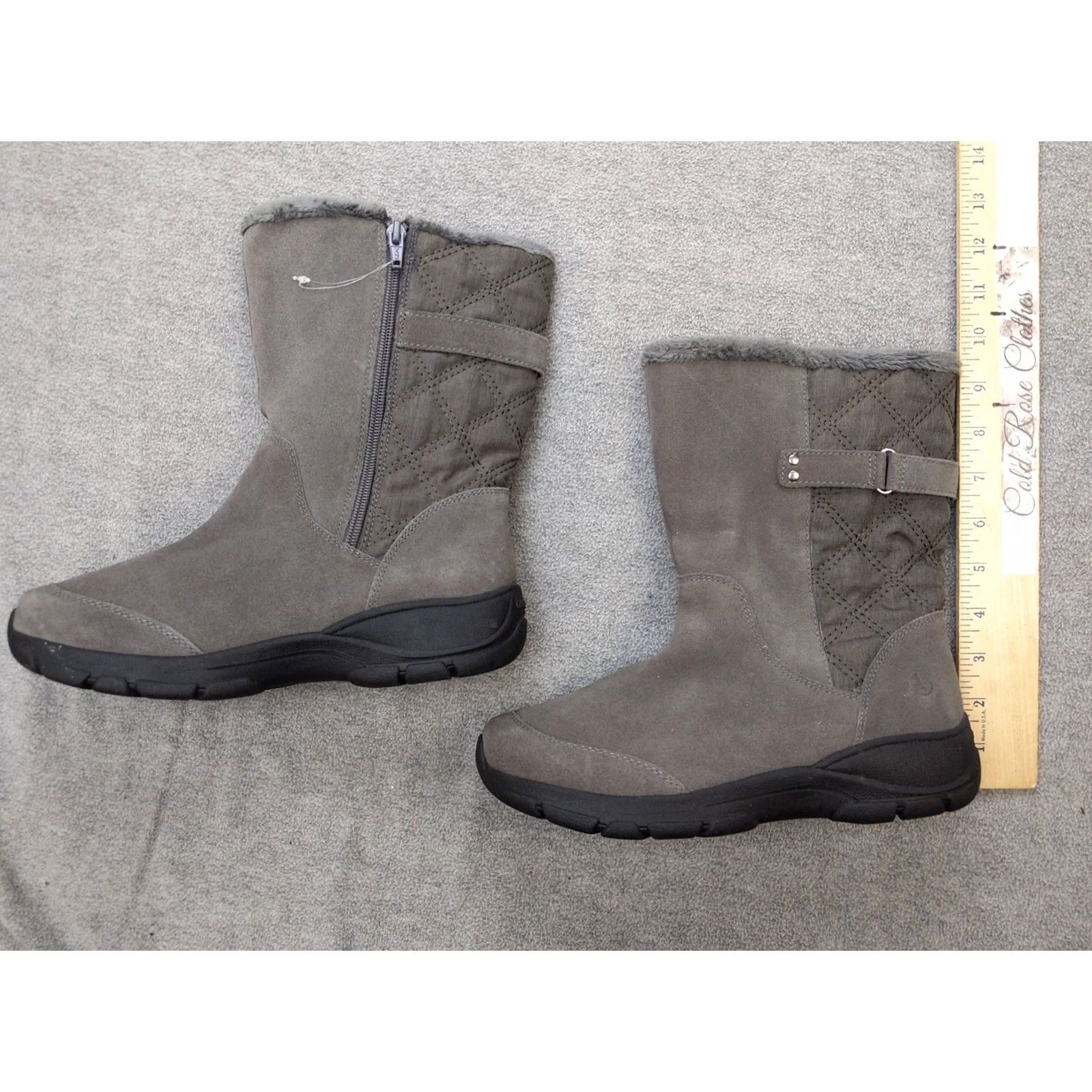 Lands' End Lands' End Snow Boots Womens 8 Gray Suede Mid Calf Faux Fur Zip Winter Boots Womens US 8D Size US 8 / IT 38 - 2 Thumbnail