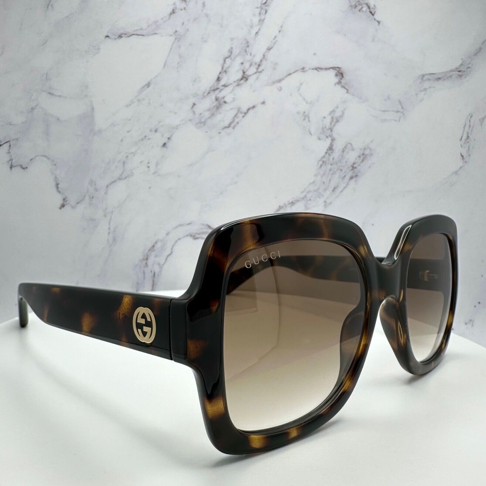 Gucci Gucci Sunglasses Brown Black Tortoise Gold GG Oversized Size ONE SIZE - 4 Thumbnail