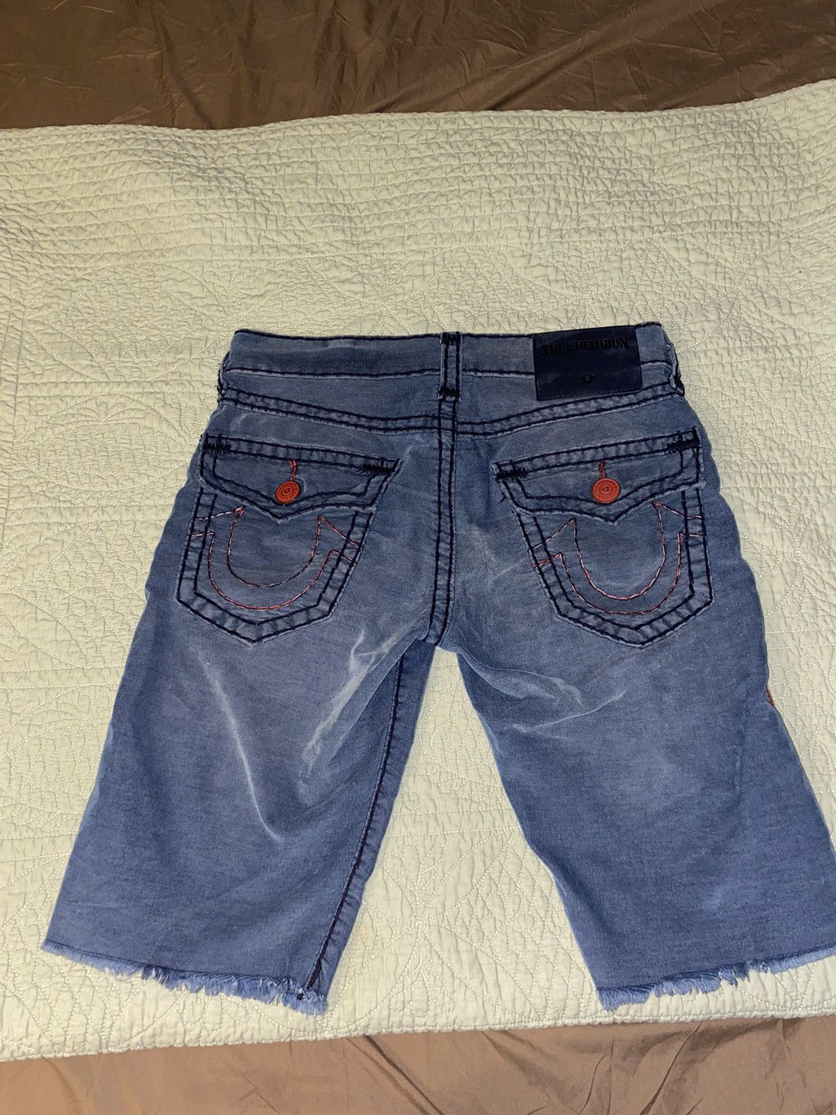 image of True Religion Cut-Off Shorts in Blue/Red, Men's (Size 30)