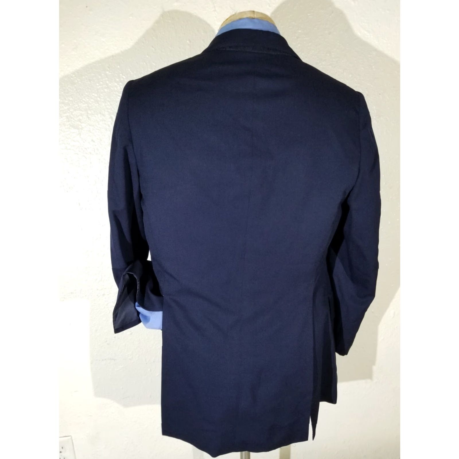 VINTAGE Polo Ralph Lauren Blazer Jacket Polo Ralph Lauren Navy Blue Wool Flannel 2-Button Single-Breasted Notch Lapel Double-Vented 38R Mens Adults