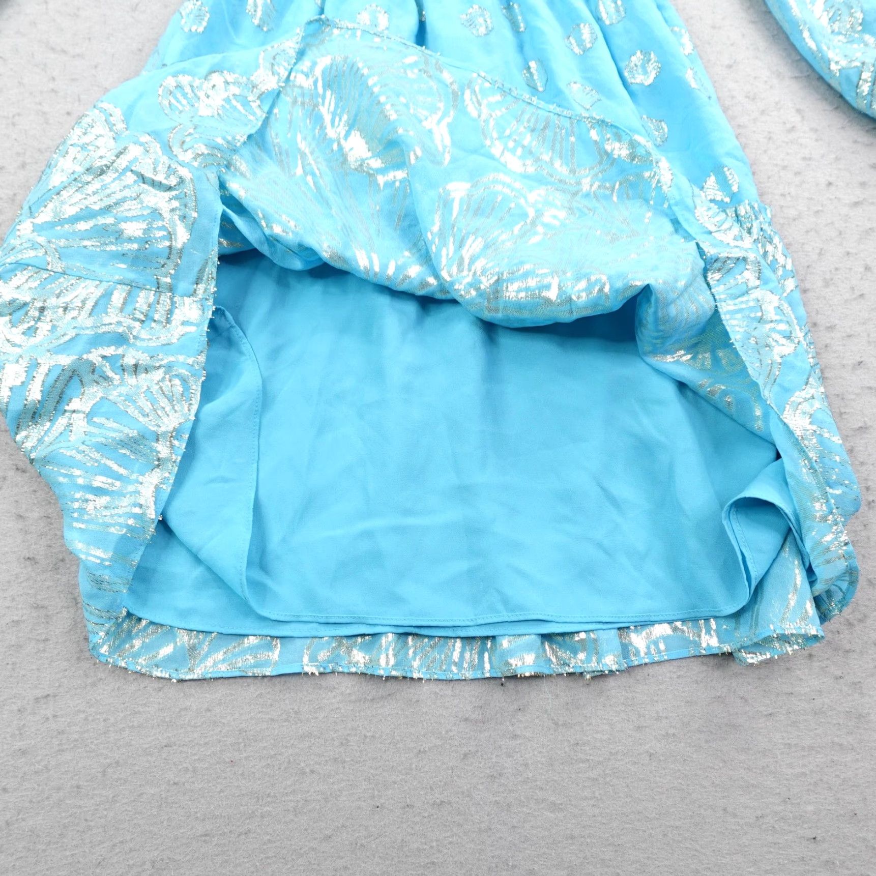 Lilly Pulitzer Lilly Pulitzer Dress Womens 0 Blue Joella Metallic Silk Balloon Sleeve Fit Flare Size XS / US 0-2 / IT 36-38 - 4 Thumbnail