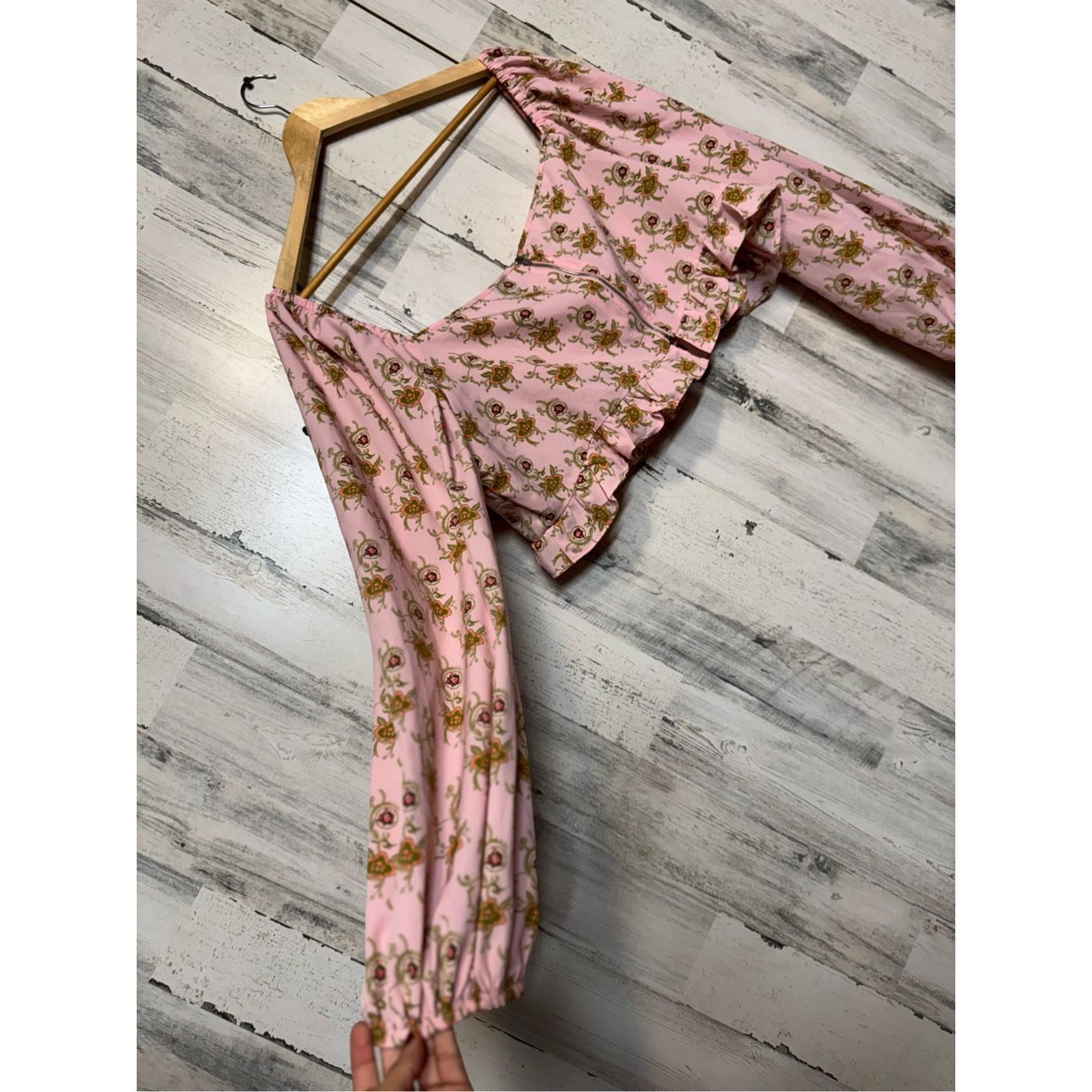Other Curve Pink Floral Long Sleeve Crop Top 4XL – Puff Sleeve Boh Size 4XL / US 24-26 - 9 Thumbnail