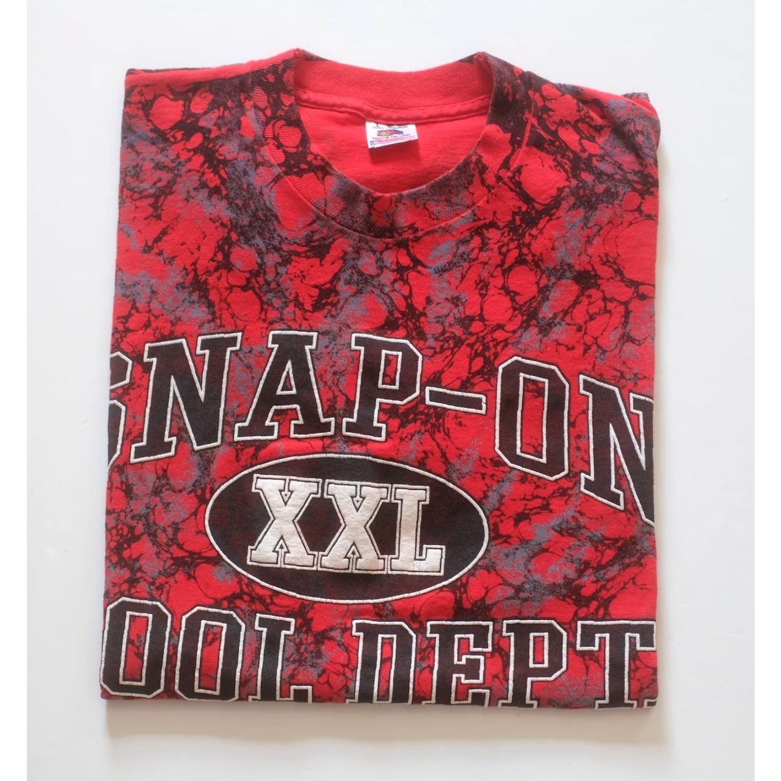 Fruit Of The Loom VINTAGE FRUIT OF THE LOOM T-SHIRT Shirt Men 80s 90s SNAP ON TOOL RACING USA AOP ALL OVER PRINT Red L Size US L / EU 52-54 / 3 - 6 Thumbnail