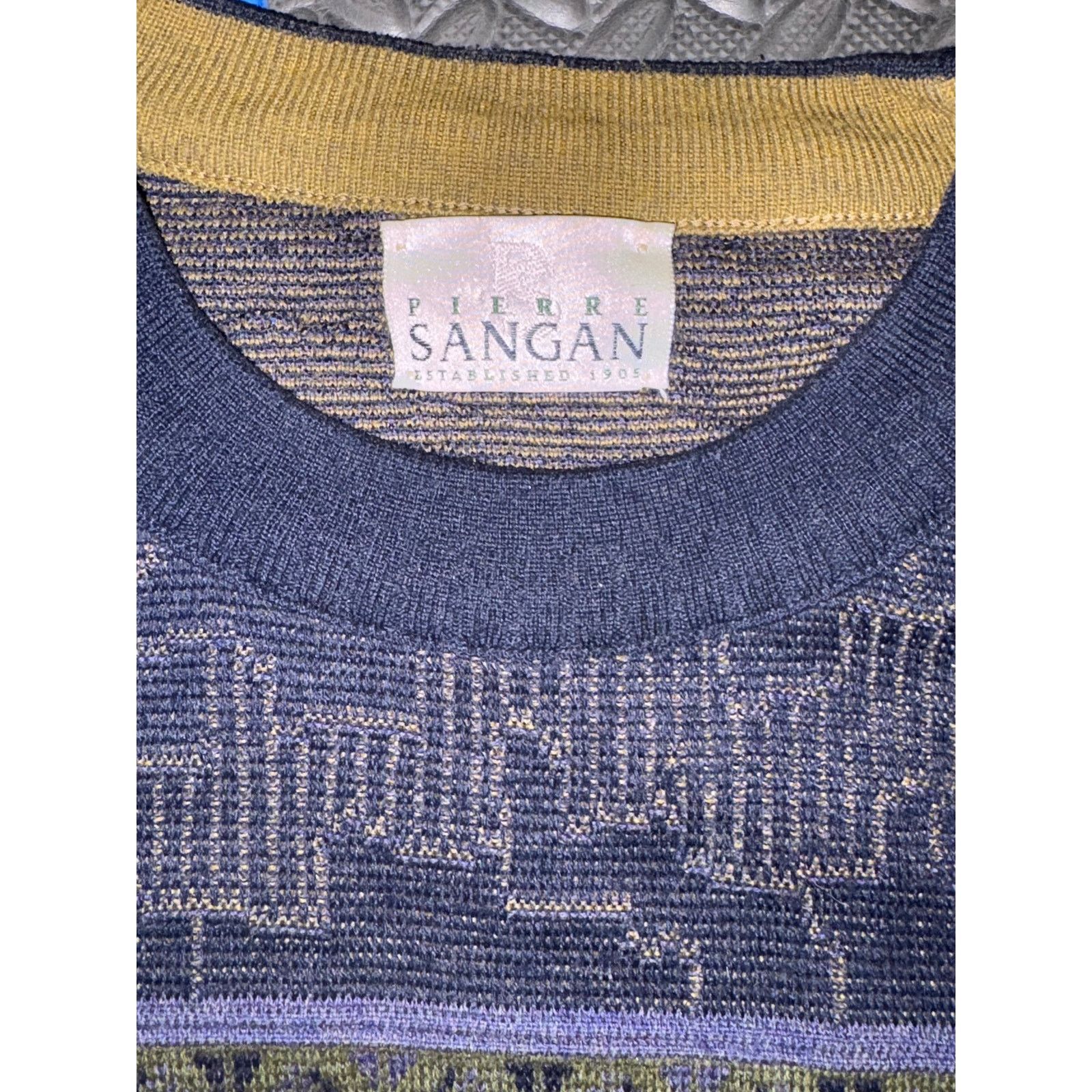 Vintage Vintage Pierre Sangan sweater Crewneck XL navy men’s wool Size US XL / EU 56 / 4 - 2 Thumbnail