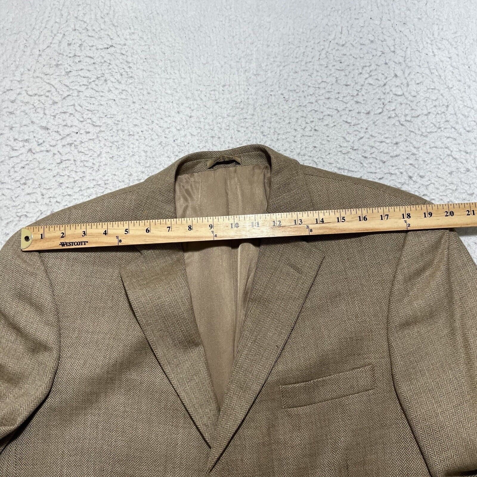 Stafford Stafford Wool Herringbone Beige Career Suit Jacket Coat 42L Size 42L - 13 Thumbnail