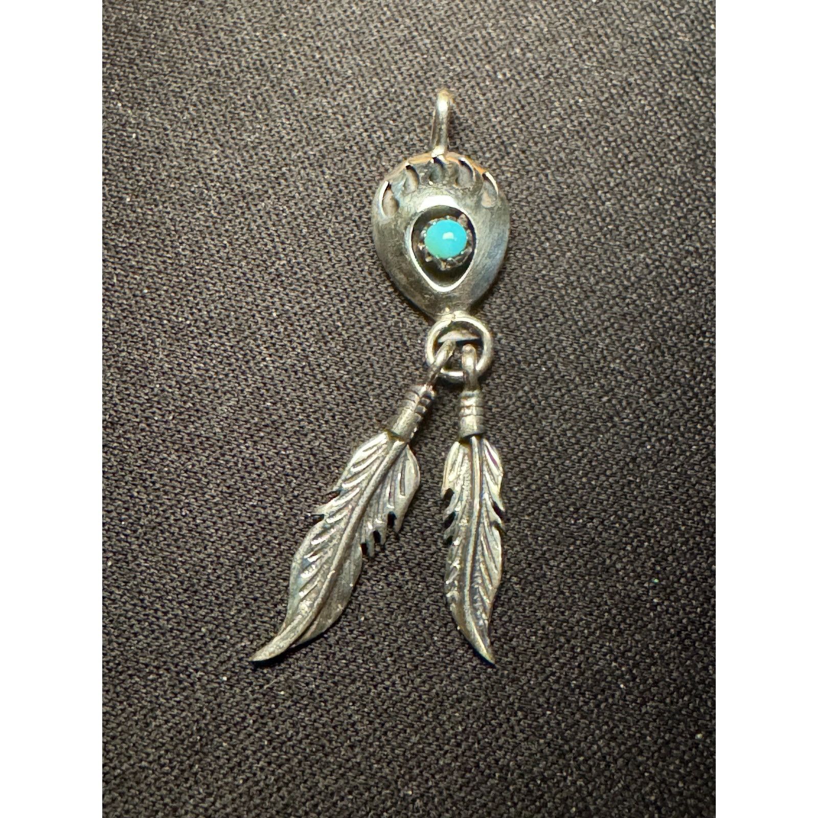 Other Vintage Running Bear Signed Turquoise Feathers Pendant Size ONE SIZE - 1 Thumbnail