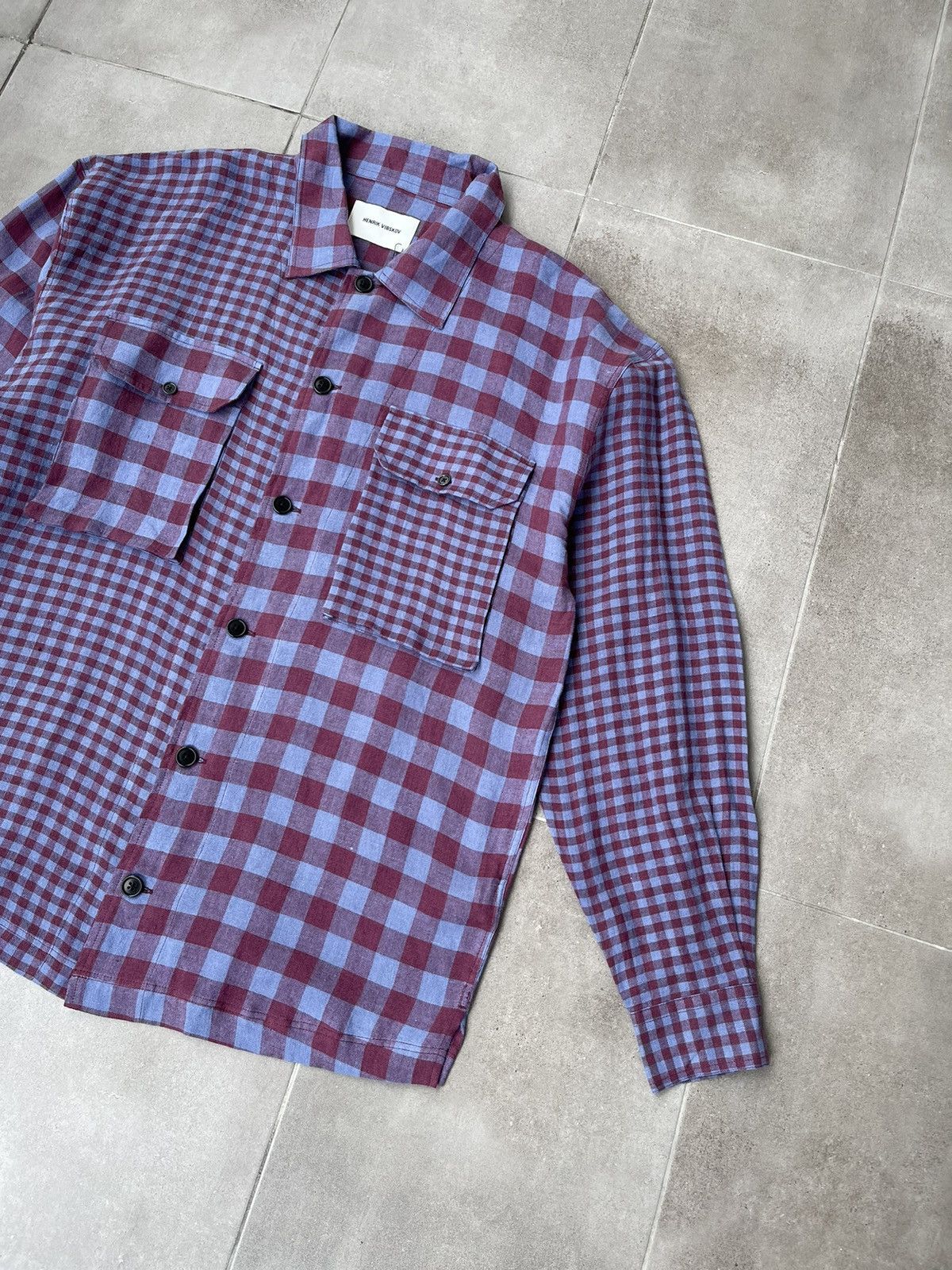 Henrik Vibskov !DS! SS22 Henrik Vibskov Mixed Purple Checks Shirt Size US L / EU 52-54 / 3 - 7 Thumbnail