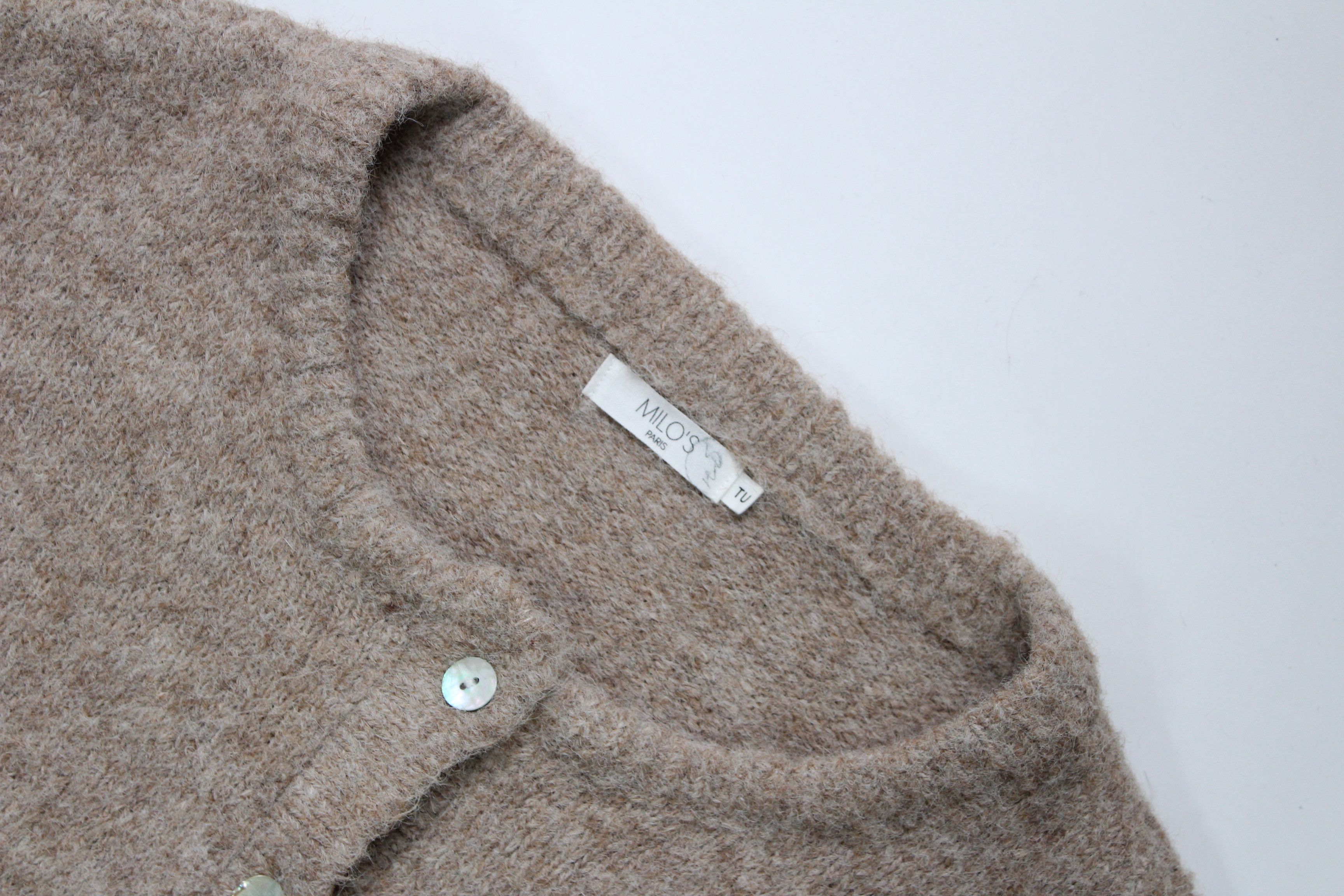 Other Milo’s Paris Wool Blend Knit Cardigan Taupe Beige Size ONE SIZE - 7 Thumbnail