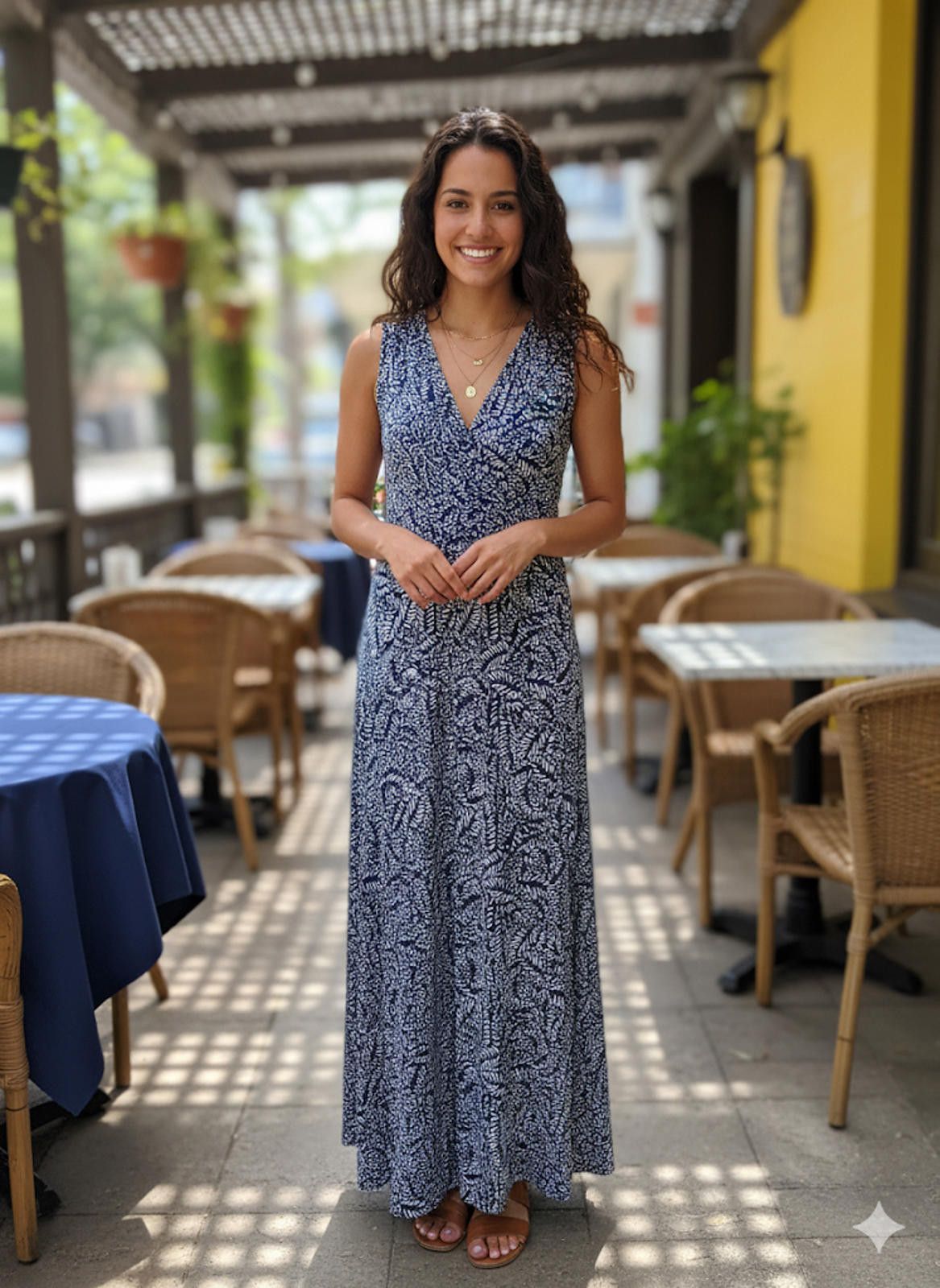 Tommy Bahama Tommy Bahama Women's Blue Leaf Print Maxi Dress Size M Size M / US 6-8 / IT 42-44 - 1 Thumbnail