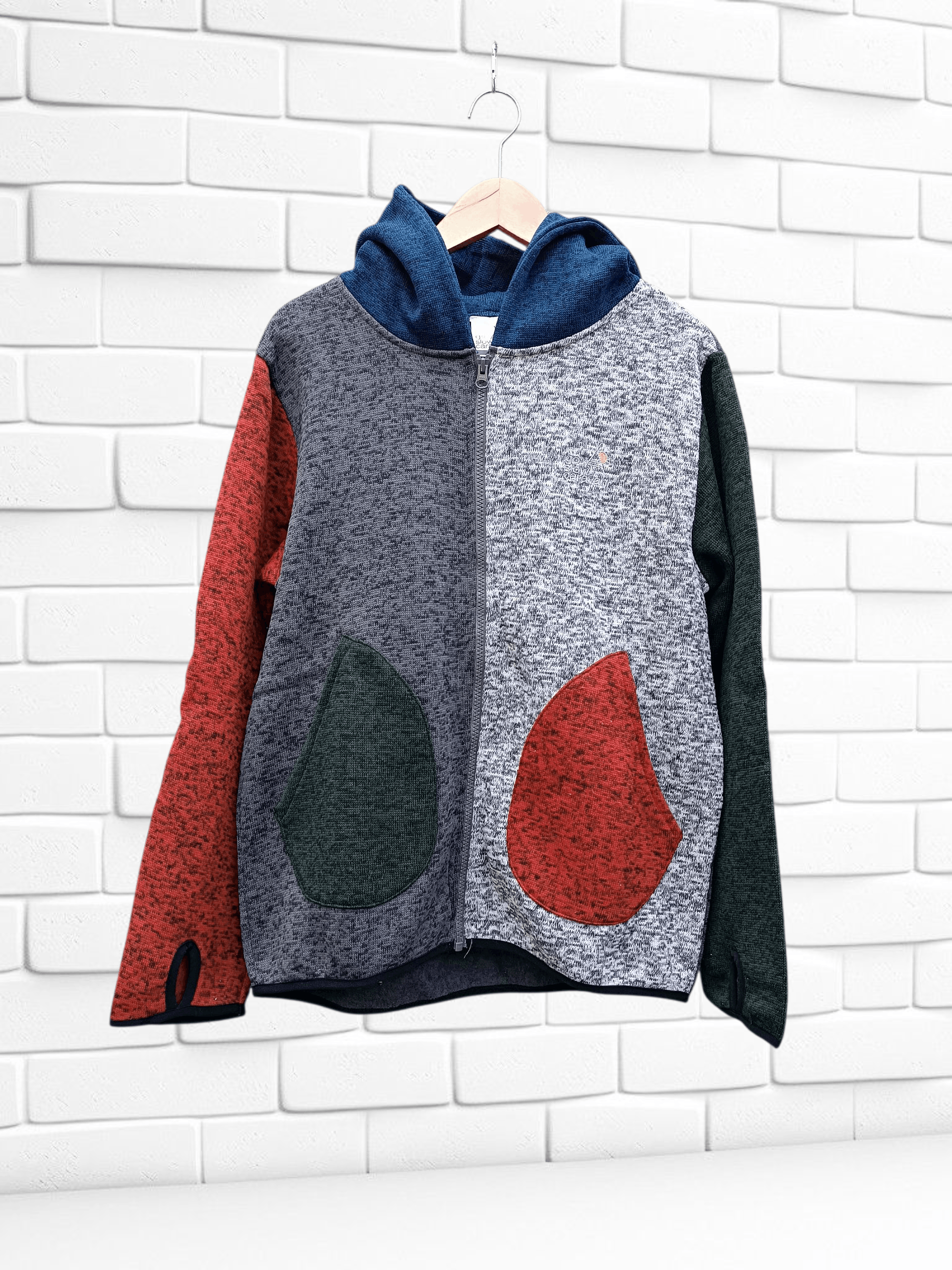 Vintage Go Slow Caravan Fleece Hoodie Sweater Jacket
