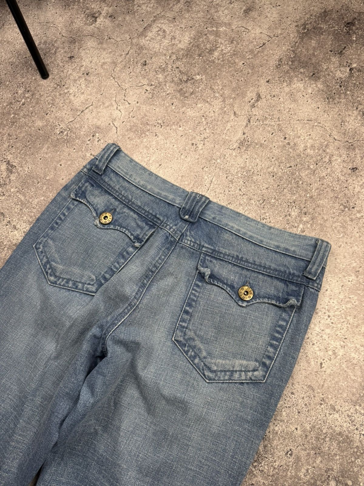 Japanese Brand Vintage Flared Distressed Jeans Japanesse Baggy Wide Y2K Size US 32 / EU 48 - 4 Thumbnail